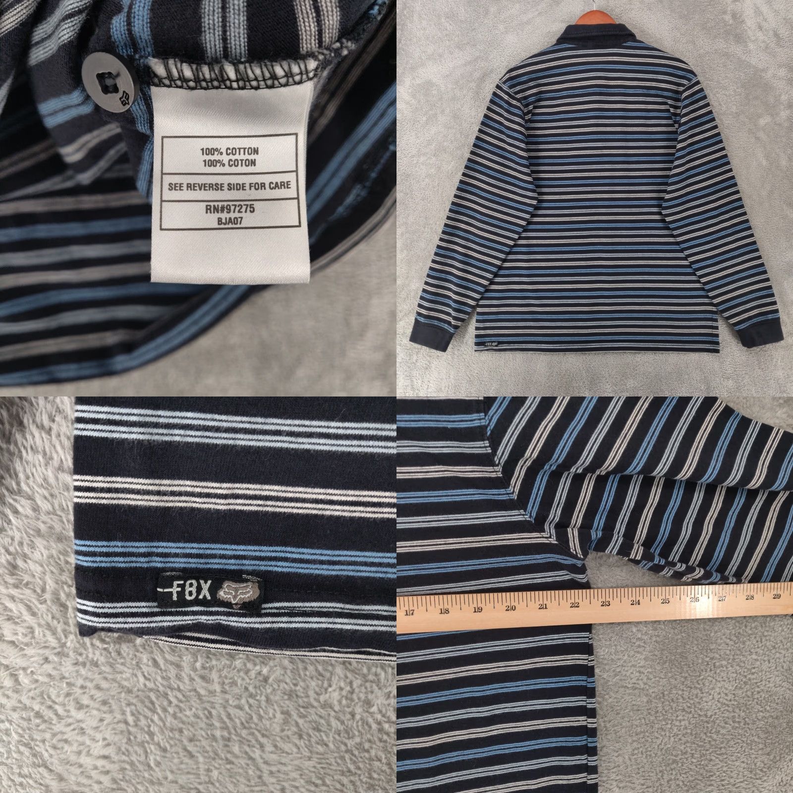 Fox Racing Fox Racing Polo Shirt Mens XL Striped Long Sleeve Polo Casual Outdoor Shirt Size US XL / EU 56 / 4 - 8 Thumbnail