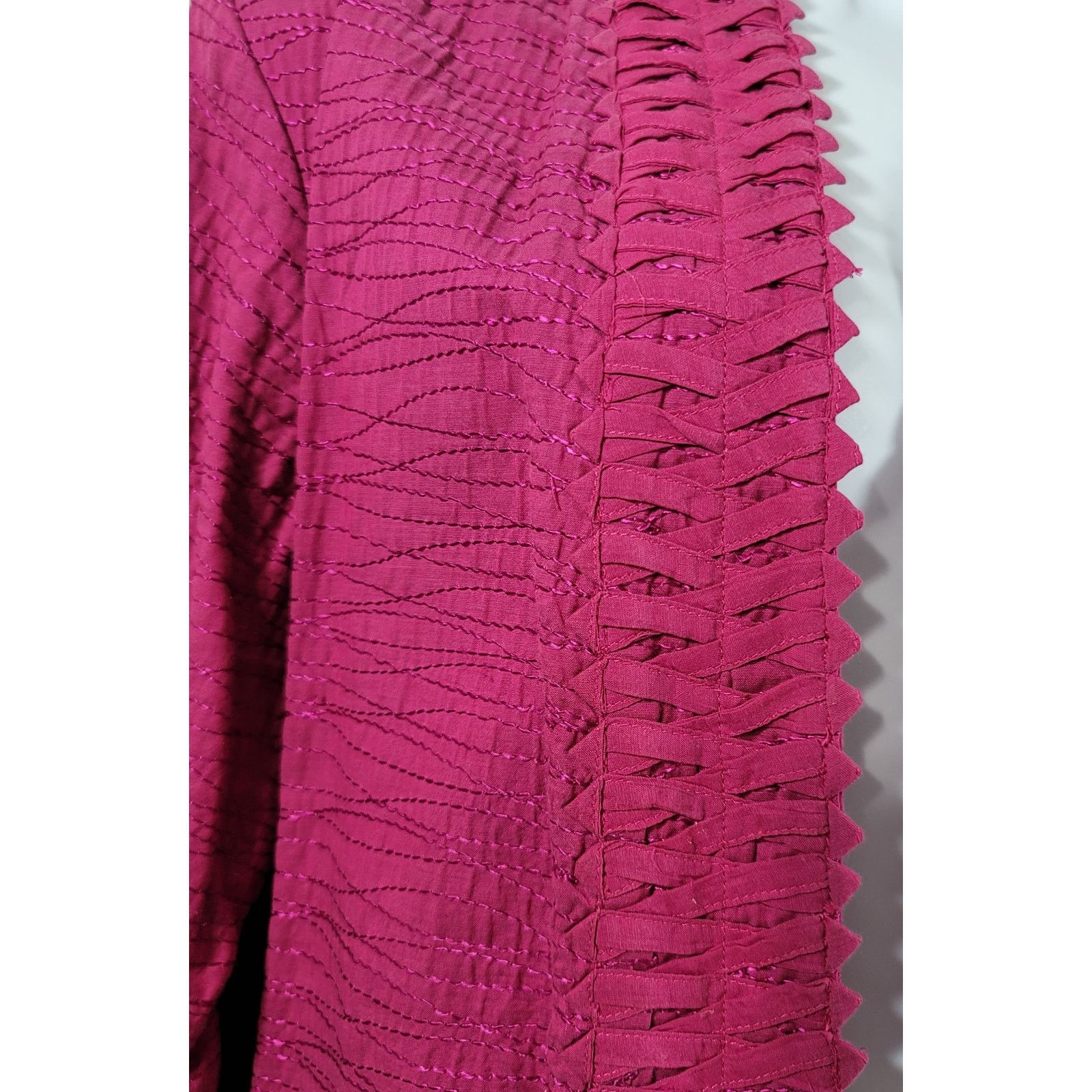 Chicos Chico's Fuchsia Metallic Braided Lapel Cardigan Sweater 2 L Size L / US 10 / IT 46 - 5 Thumbnail