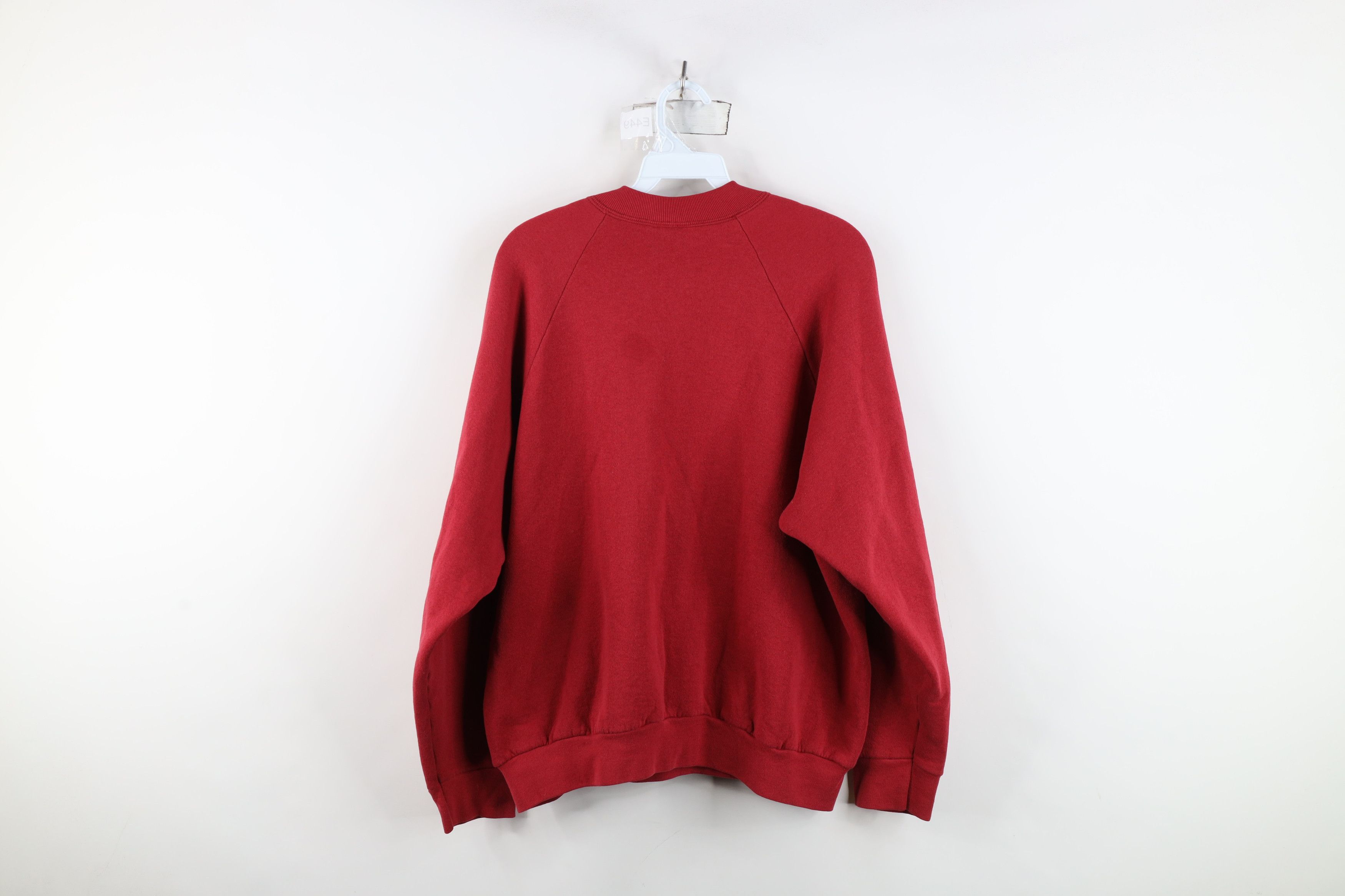 Vintage Vintage 90s Streetwear Blank Raglan Sweatshirt Red Size XL / US 12-14 / IT 48-50 - 12 Thumbnail