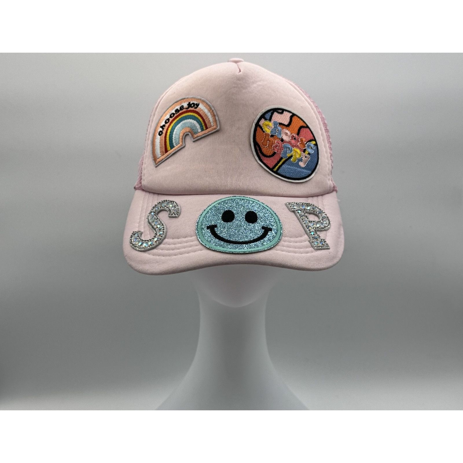Other Smiley Happy Face Mesh Pink Choose Joy & Happy SOP Trucker Size ONE SIZE - 1 Thumbnail