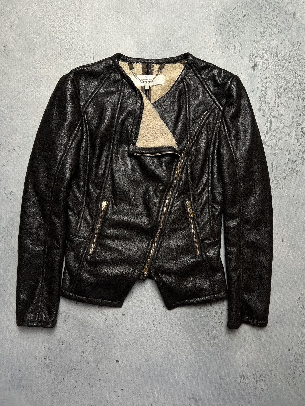 Elisabetta Franchi Elisabetta Franchi Fur Zip-Up Jacket Moto Biker Style Zipper Size M / US 6-8 / IT 42-44 - 1 Thumbnail