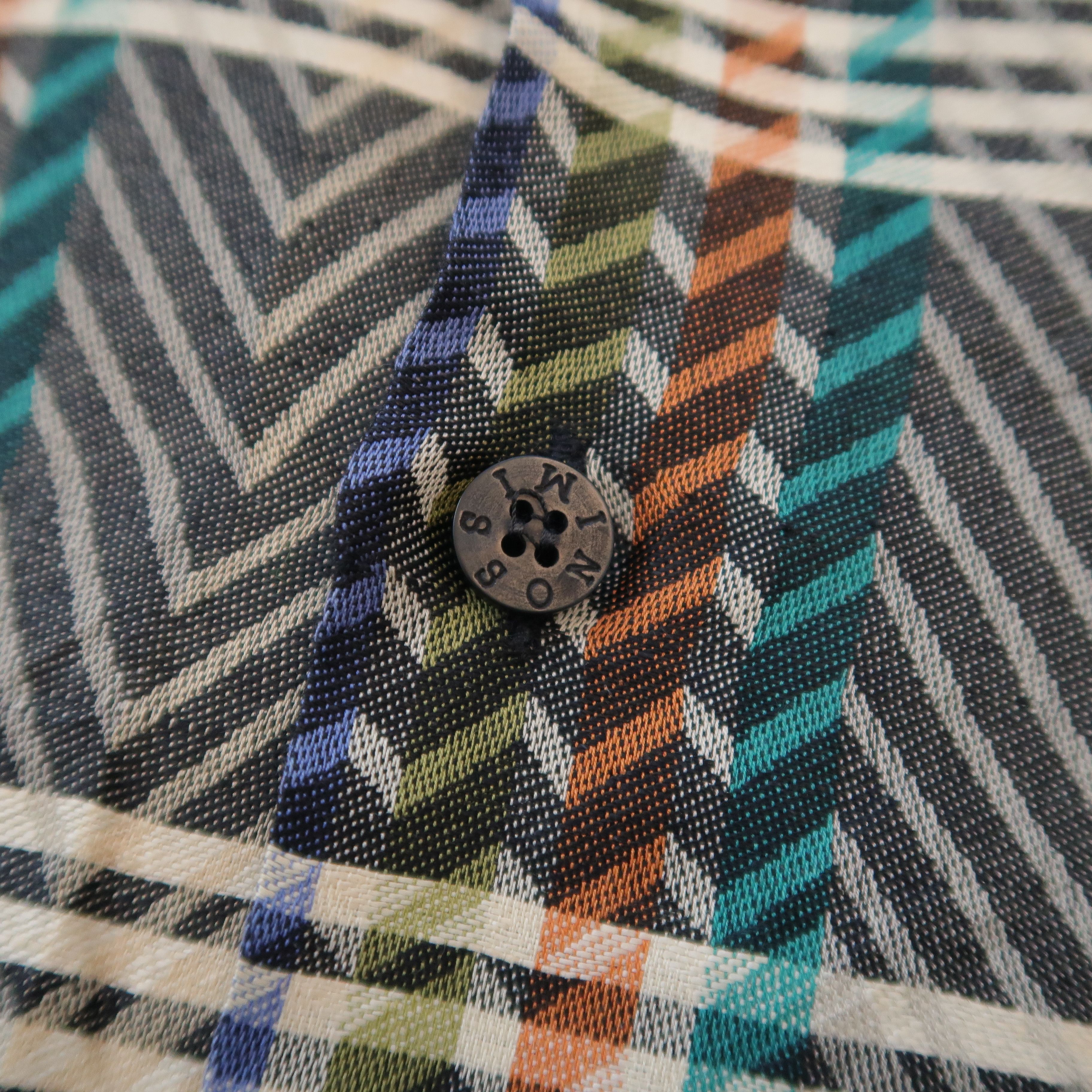 Missoni Vintage 80s Missoni Psychedelic Zig Zag Stitch Pattern Shirt Size US L / EU 52-54 / 3 - 6 Thumbnail