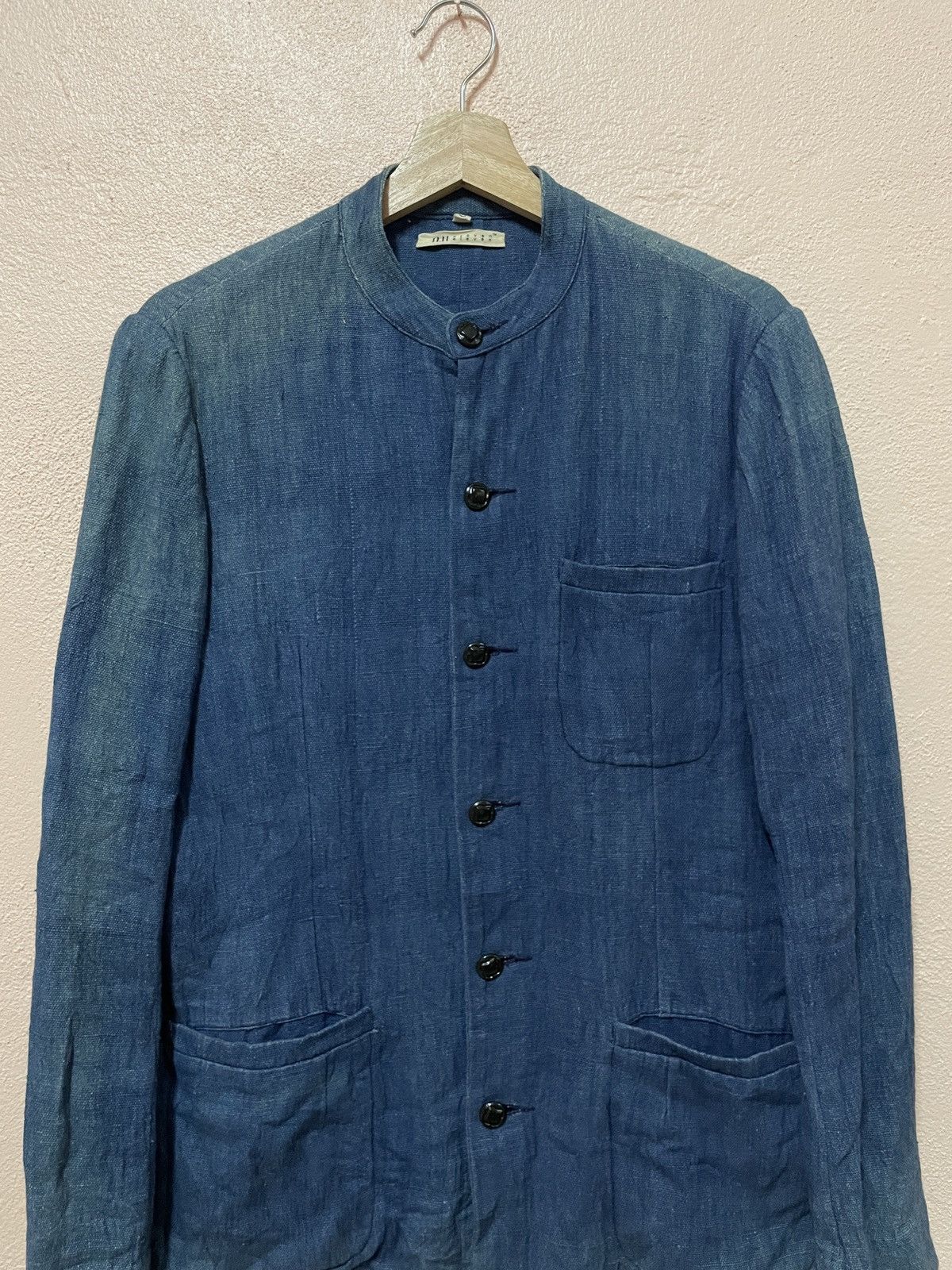 Le Grande Bleu (L.G.B.) Japanese Indigo Blue Mandarin Color Sashiko Navy Jacket WWII Size US S / EU 44-46 / 1 - 3 Thumbnail