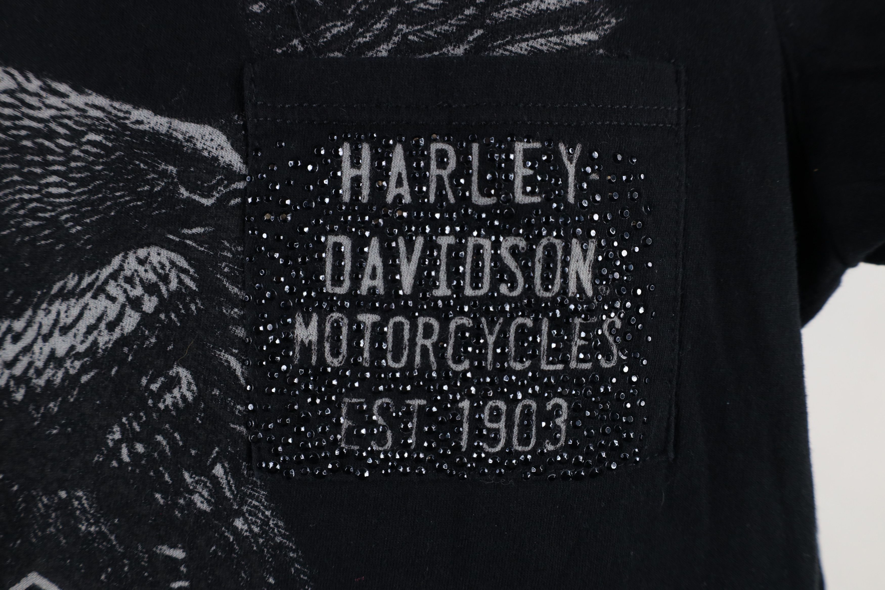 Harley Davidson × Vintage Y2K Harley Davidson Eagle Short Sleeve Pocket T-Shirt Black Size M / US 6-8 / IT 42-44 - 5 Thumbnail