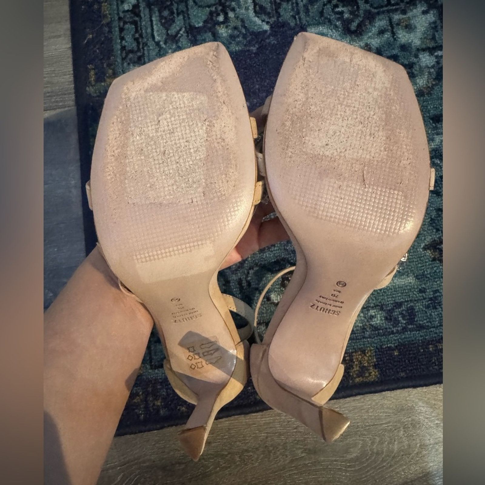 SCHUTZ Schutz $200 Crystal Embellished Leather Sandal Heels size 7 Size US 7 / IT 37 - 5 Thumbnail