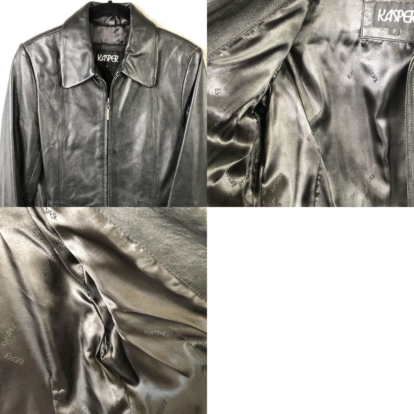 Kasper Kasper Jacket Womens S Black Genuine Leather Zip Collared Lined Classic Size S / US 4 / IT 40 - 9 Thumbnail