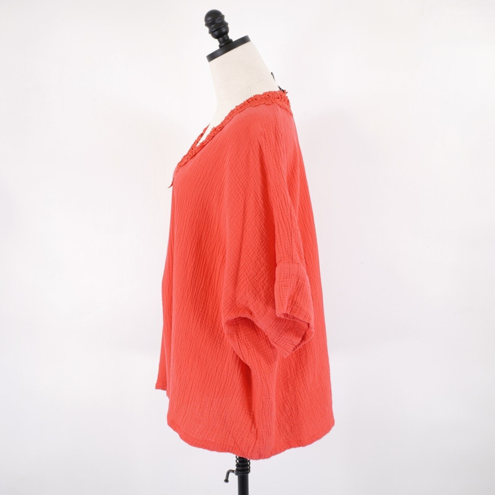 Jones New York Jones New York 1X Neon Pink / Orange Ribbed Cotton Lace V-Ne Size XL / US 12-14 / IT 48-50 - 5 Thumbnail