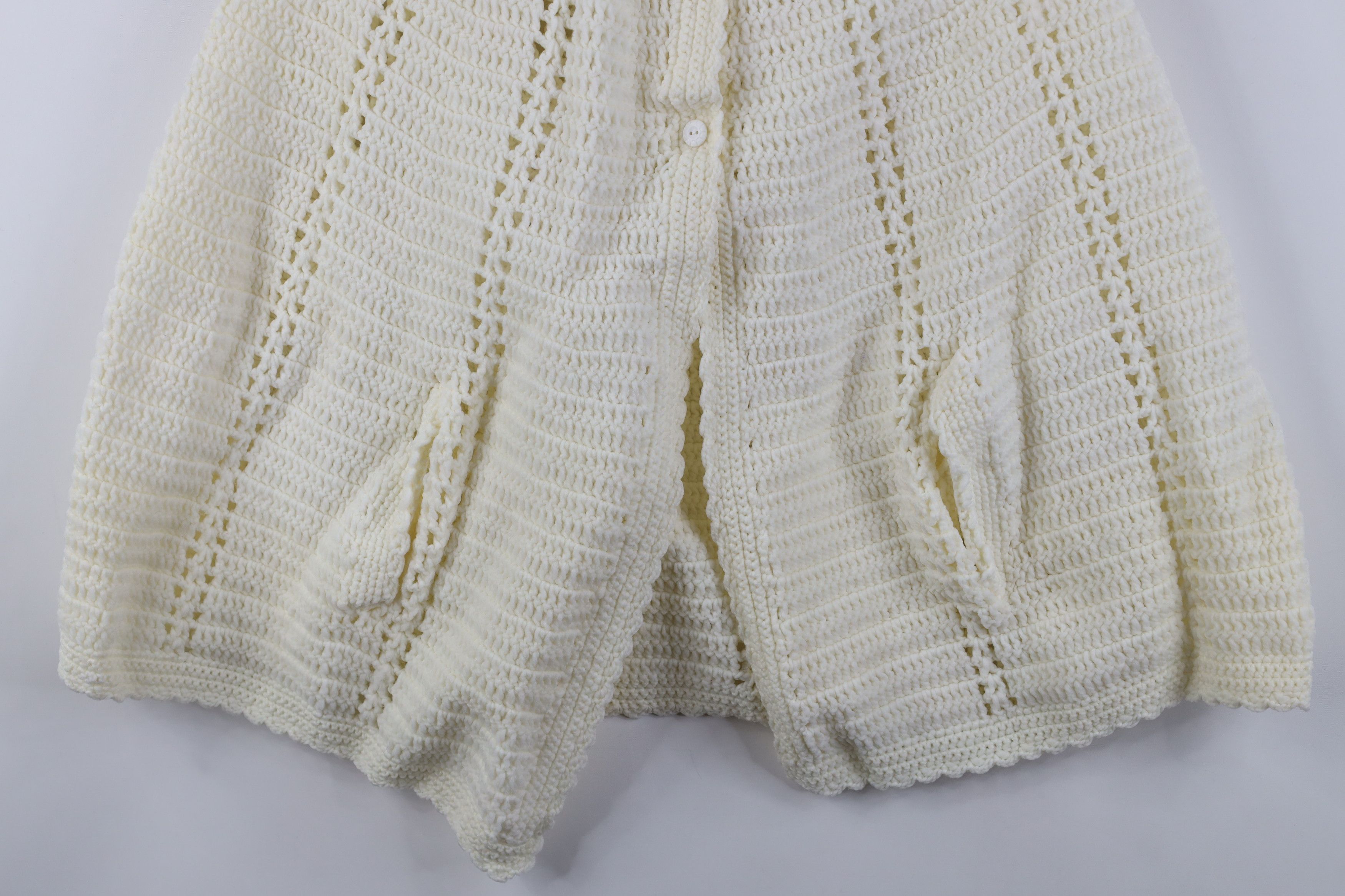 Vintage Vintage 50s 60s Rockabilly Knit Poncho Sweater Cape Cream Size ONE SIZE - 3 Thumbnail