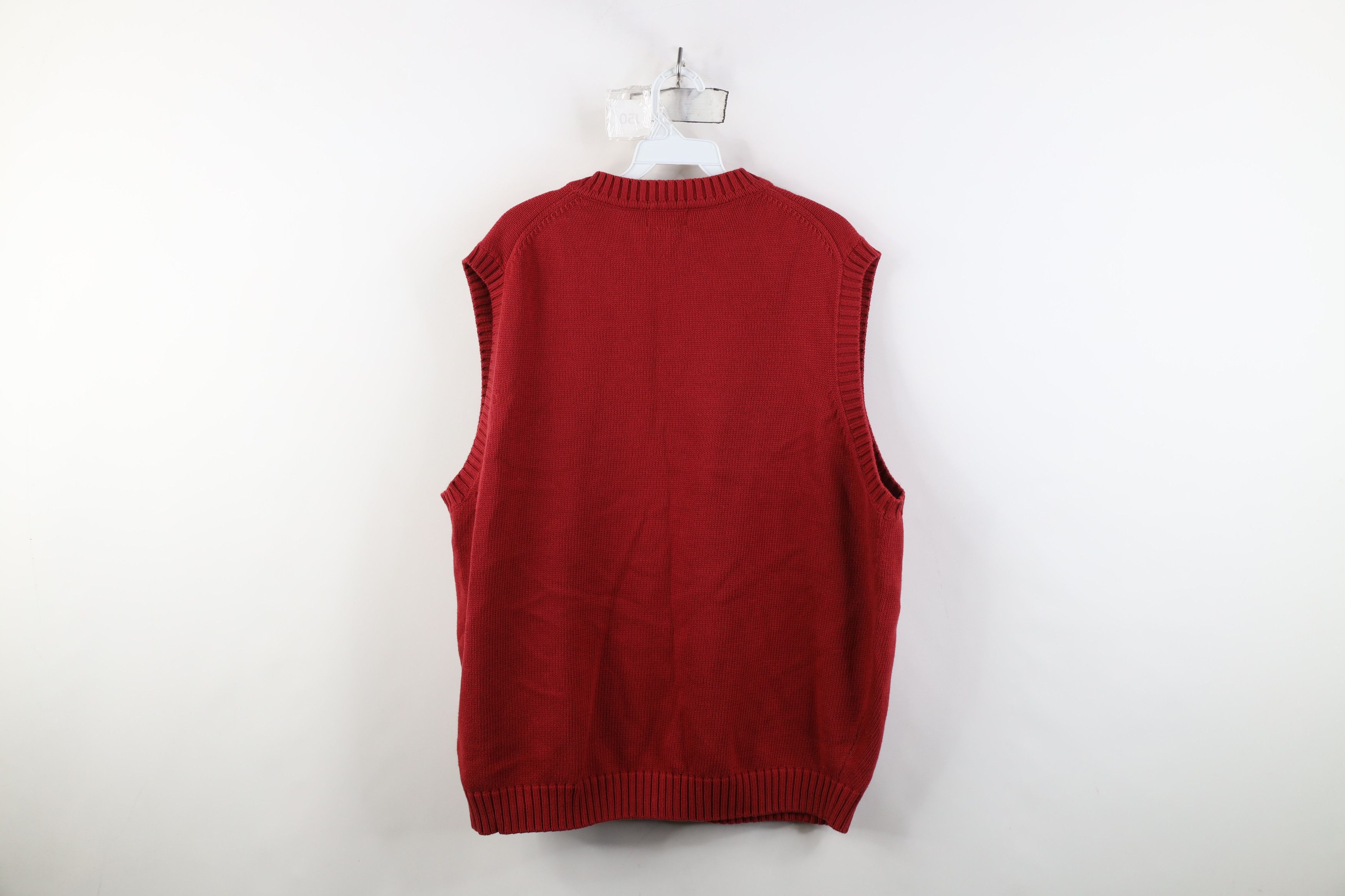 L.L. Bean Vintage 90s LL Bean Cotton Knit V-Neck Sweater Vest Red Size US XL / EU 56 / 4 - 7 Thumbnail