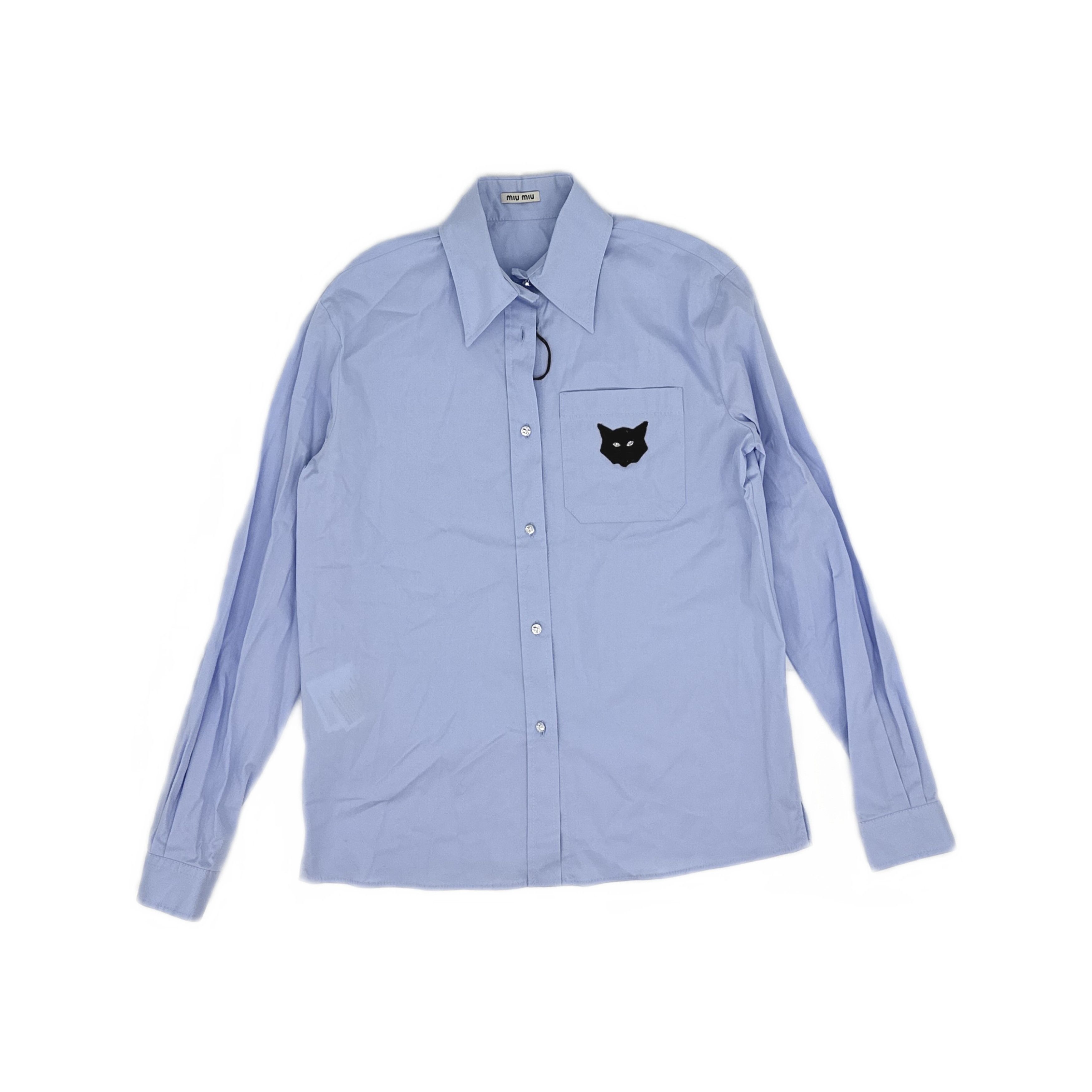 Miu Miu Miu Miu Cat Patch Button Up Shirt Size 36 Size XS / US 0-2 / IT 36-38 - 1 Thumbnail