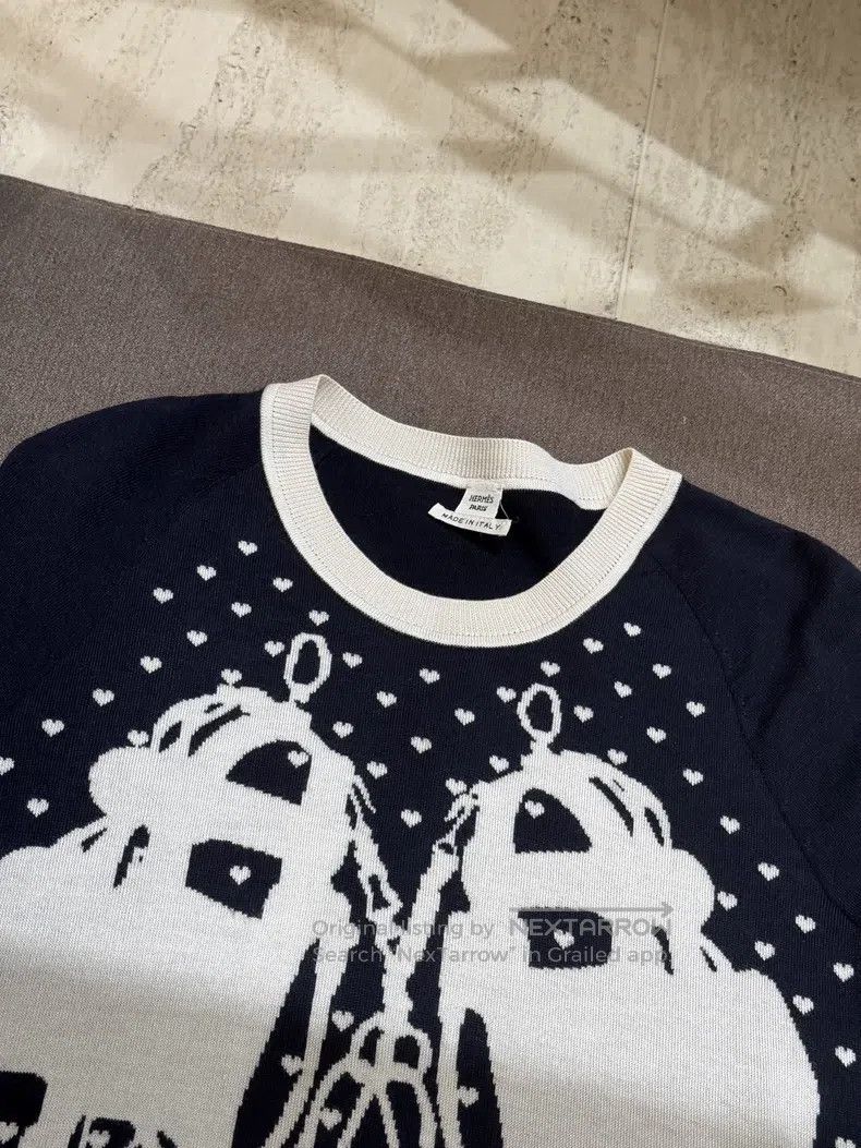 Hermes Hermes Black and White Color-blocked Knitted Short Sleeve Size XS / US 0-2 / IT 36-38 - 2 Thumbnail
