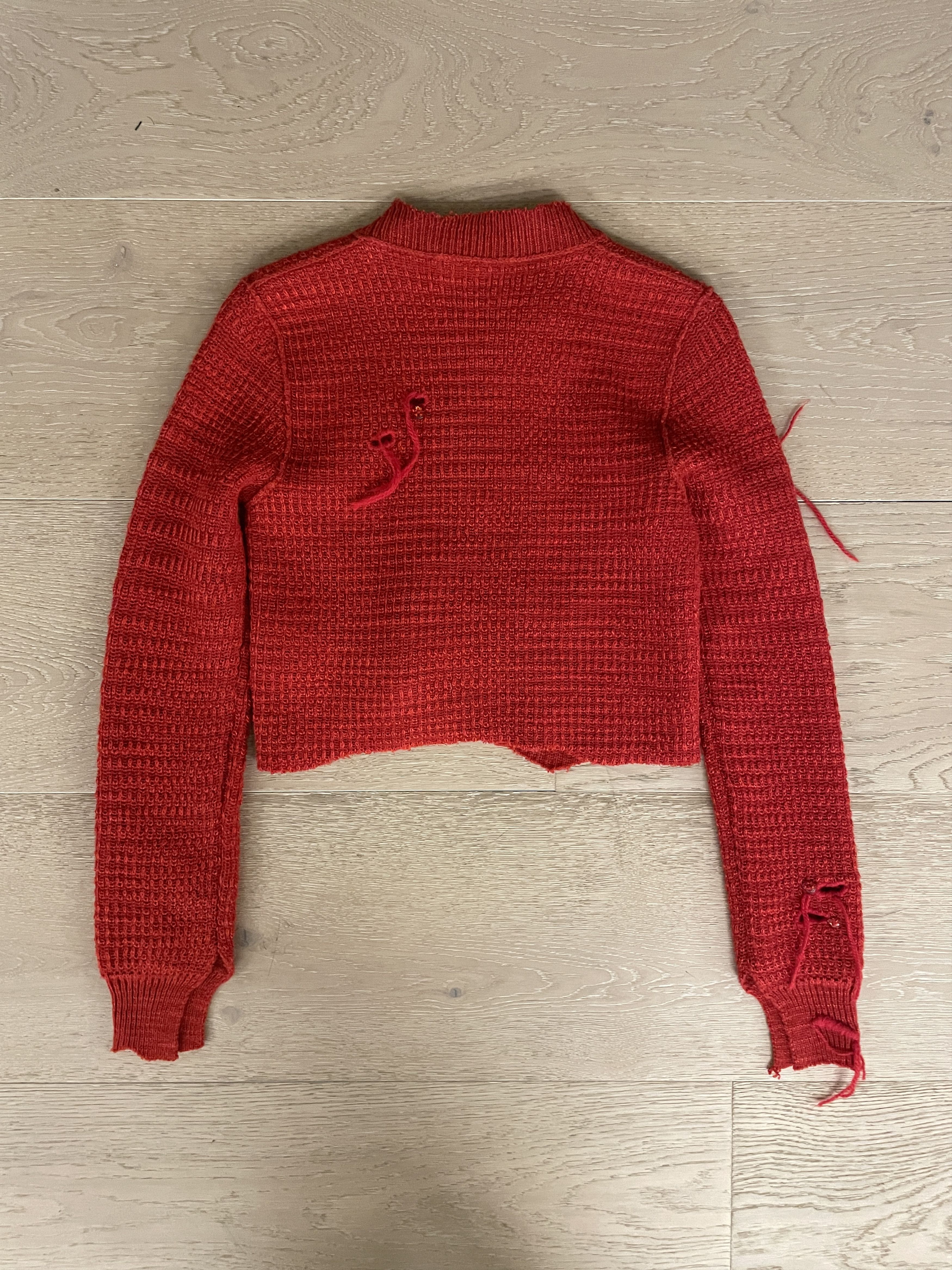 Acne Studios $740 Acne Studios Distressed Crop Knit Sweater Size S / US 4 / IT 40 - 7 Thumbnail