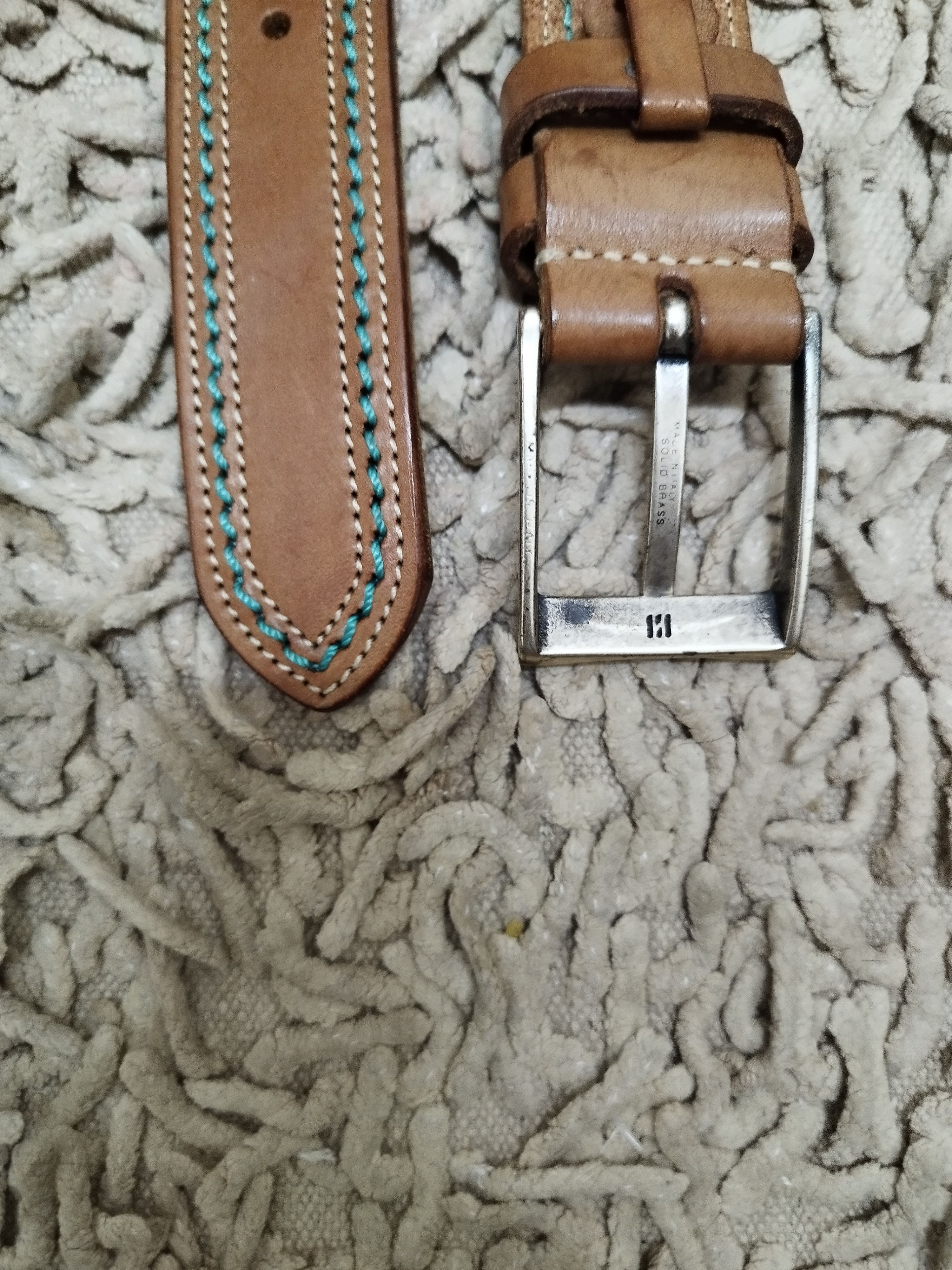 Felisi Felisi Solid Brass Genuine Leather Belt Size ONE SIZE - 3 Thumbnail