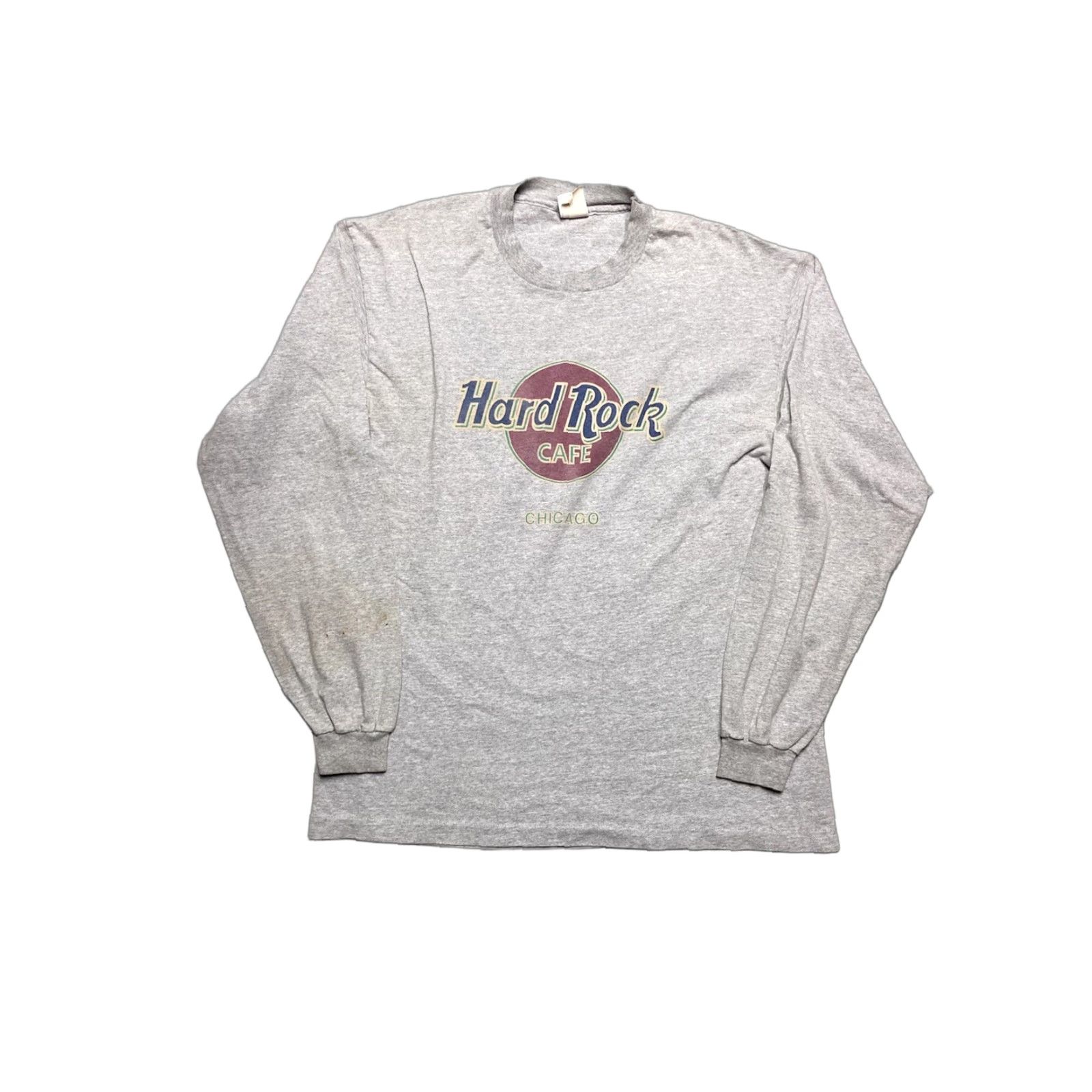 Hard Rock Cafe VINTAGE 90s Hard Rock Cafe T-Shirt Long Sleeve Chicago USA Made Single Stitch XL Mens Gray Size US XL / EU 56 / 4 - 1 Thumbnail