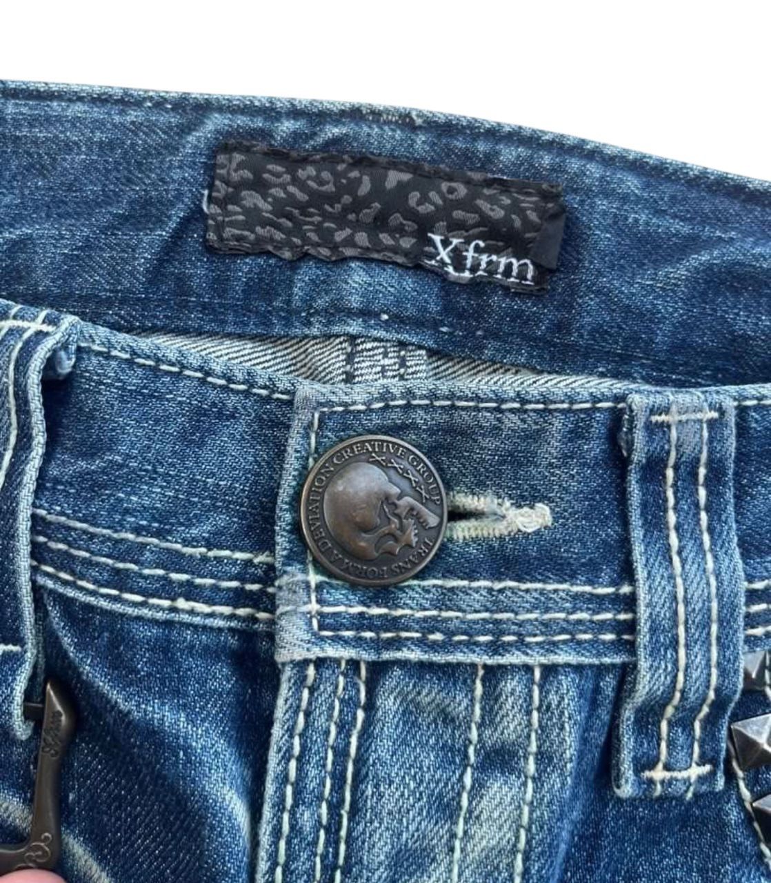 Tornado Mart 2000s japanese XFRM whisker skull flare denim Size US 31 - 5 Thumbnail
