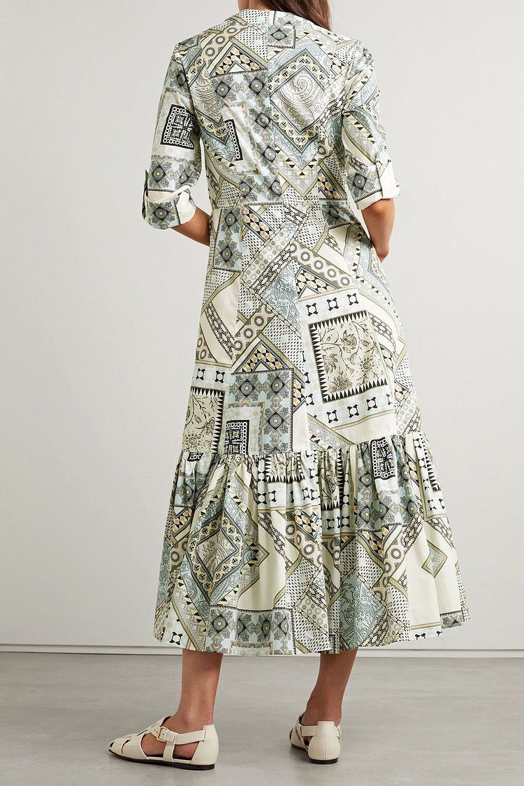 Etro ETRO Printed 100% cotton-poplin midi dress IT 38 MSRP $2250 Size XS / US 0-2 / IT 36-38 - 3 Thumbnail