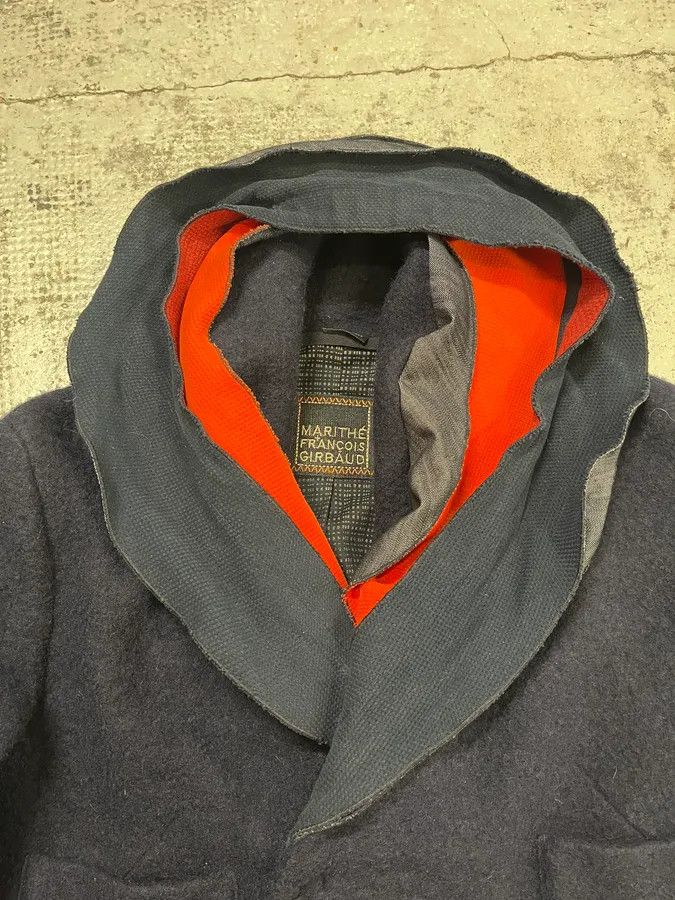 Marithe + Francois Girbaud 2000s Marithé + François Girbaud Navy Wool Buttoned Extra Collar Jacket Size M / US 6-8 / IT 42-44 - 5 Thumbnail