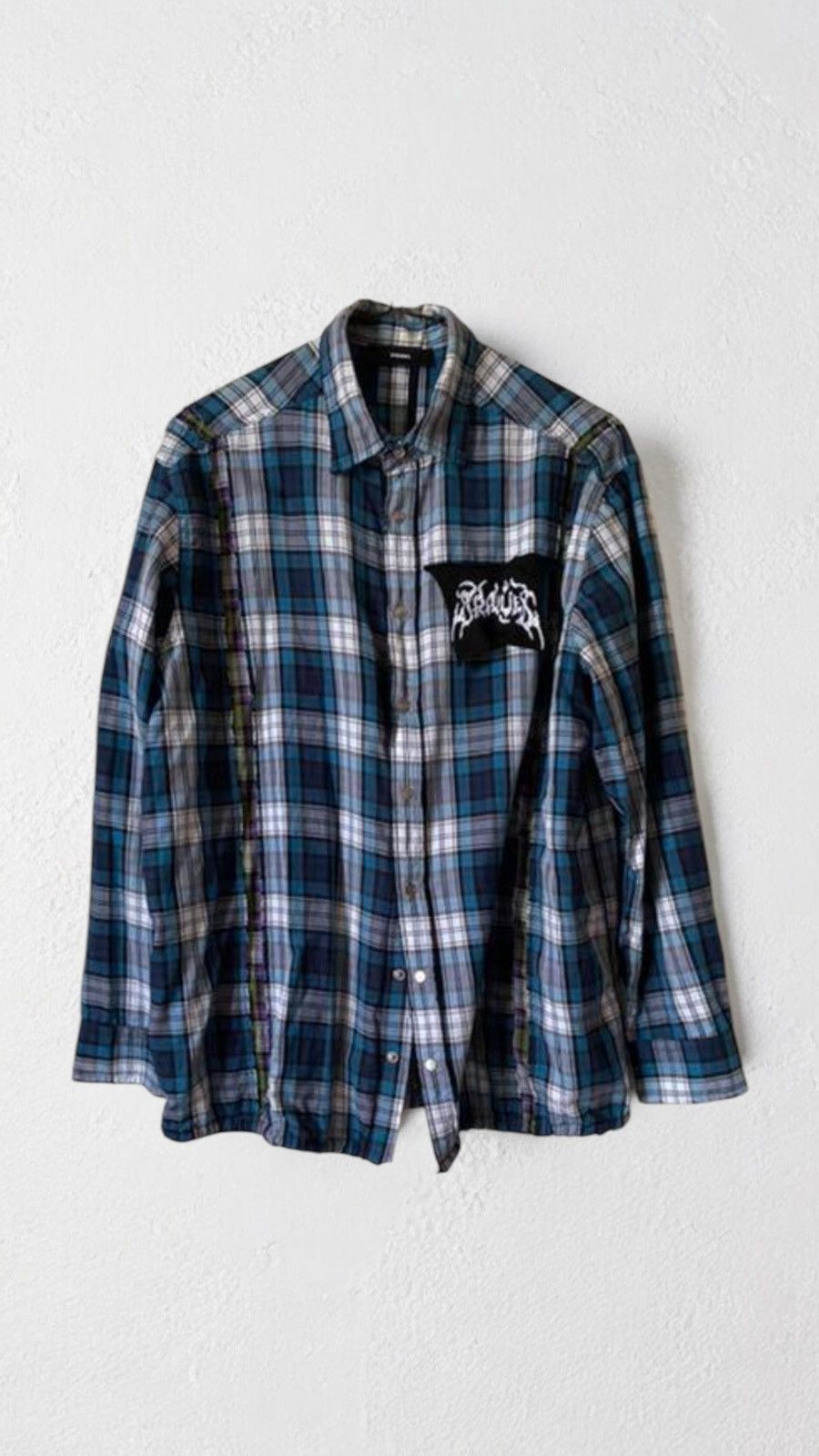 Designer × Diesel × Vintage DIESEL PATCHWORK CHECKED PLAID SHIRT FLANNEL ARTWORK y2k Size US M / EU 48-50 / 2 - 3 Thumbnail