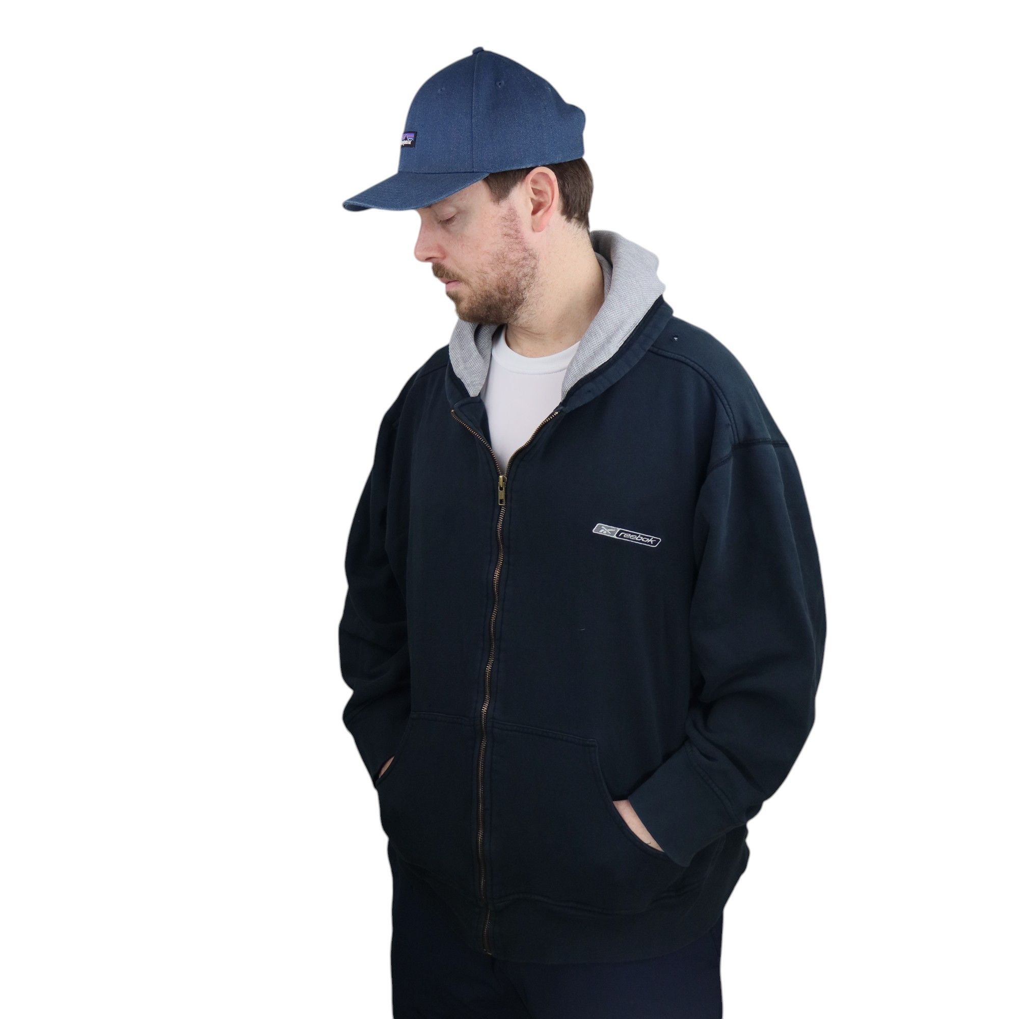 Dickies × Reebok × Vintage 90s Reebok Thermal Lined Boxy Baggy Zip Up Hoodie XL Navy Size US XL / EU 56 / 4 - 2 Thumbnail