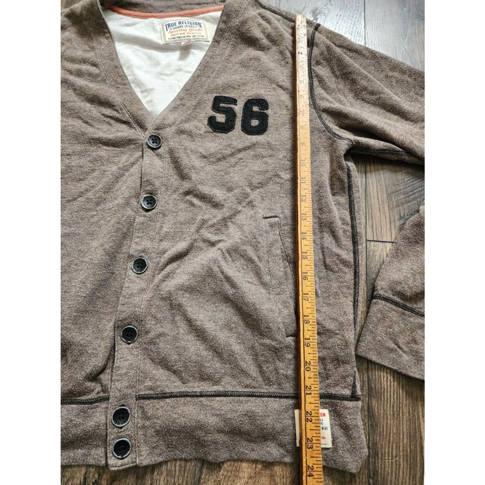 True Religion True Religion Athletic Club Cardigan Sweater Mens XL Beige Football Sport Size US XL / EU 56 / 4 - 3 Thumbnail