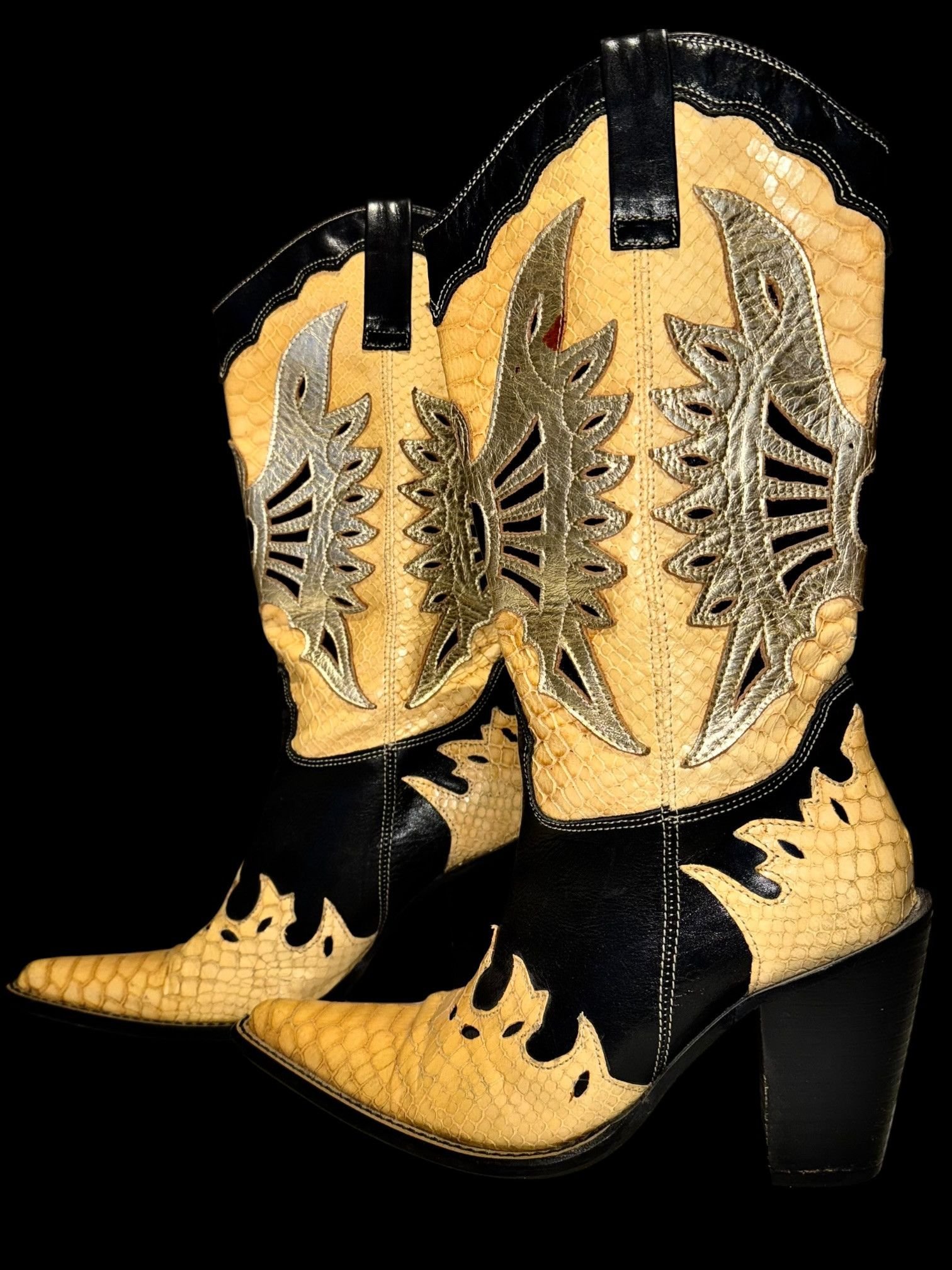 Other Vintage Python Embossed Leather Western Cowboy Boots Size US 6 / IT 36 - 4 Thumbnail