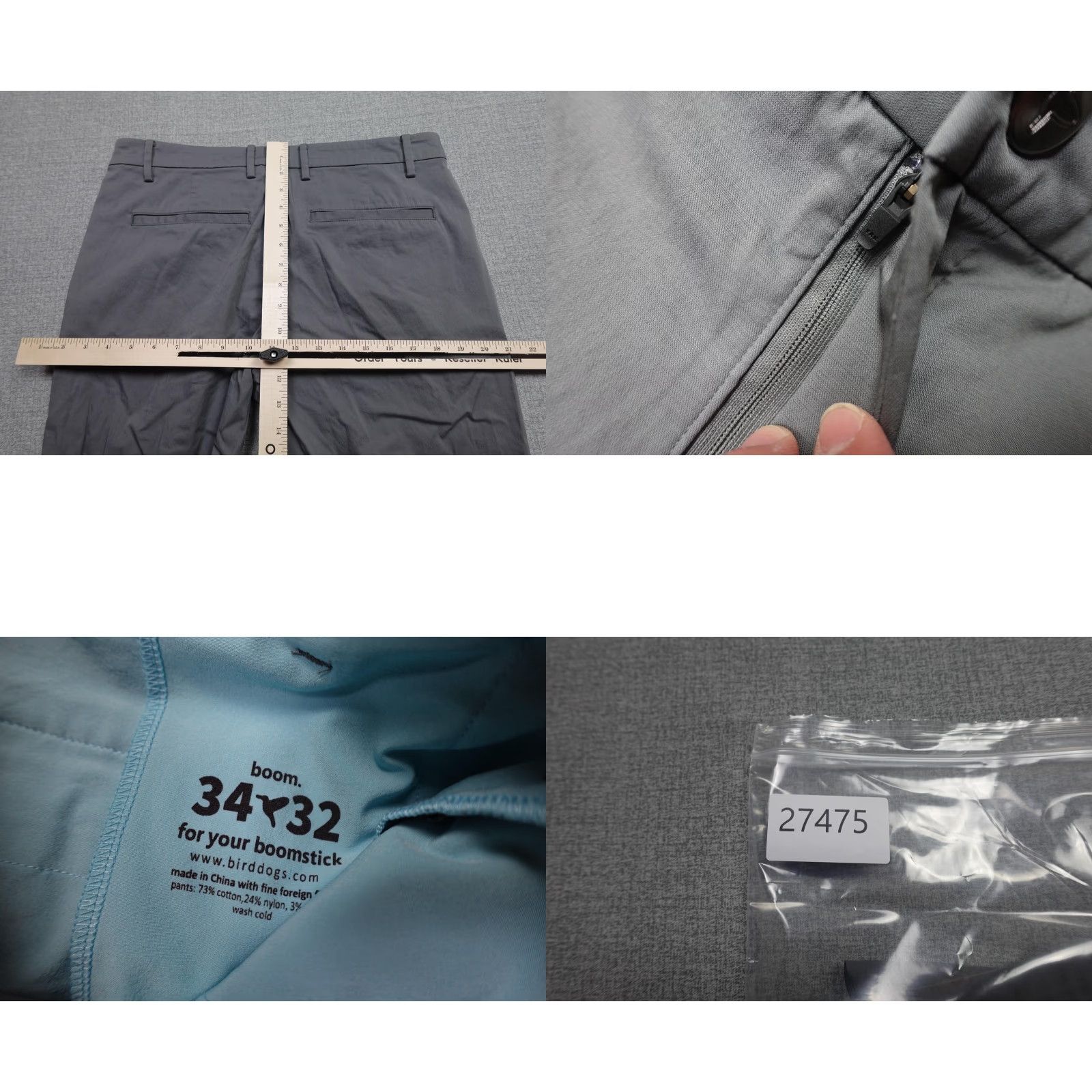 Vintage Birddogs Chino Pants Mens 34x32 Gray Stretch Casual Golf Performance Outdoors Size US 34 / EU 50 - 8 Thumbnail