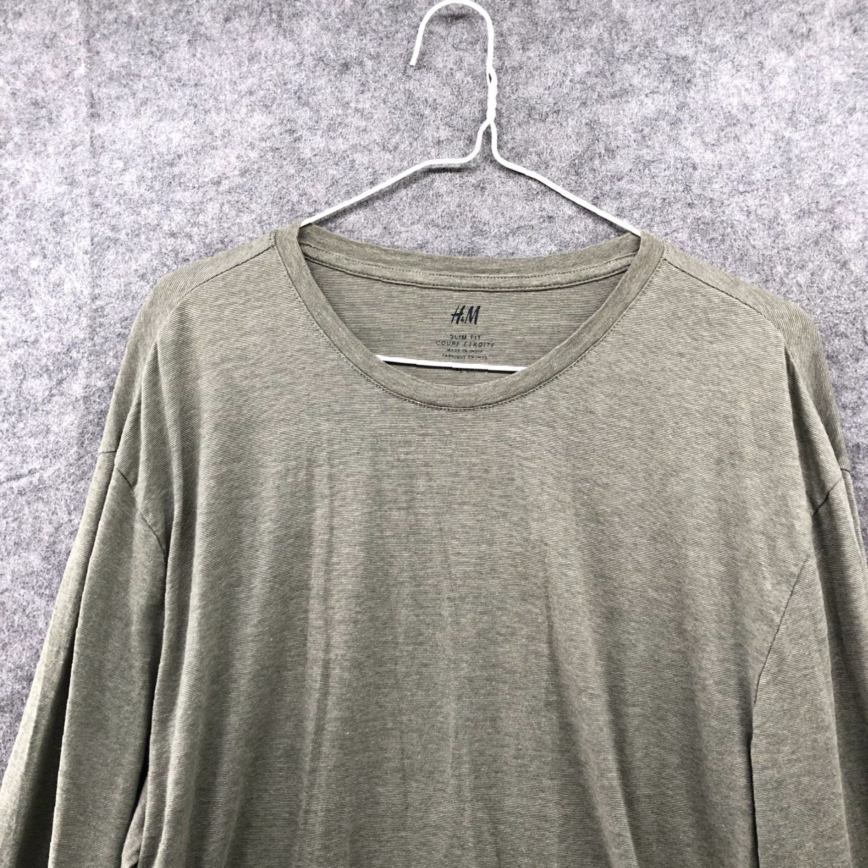 H&M H&M Slim Fit Long Sleeve T Shirt Mens XL Olive Green Crewneck Stretch Shirt Mens XL Green Crew Neck Cotton Blend Knit Slim Size US XL / EU 56 / 4 - 3 Thumbnail
