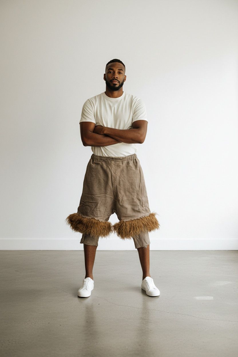Other Custom made Brown Pants with Real Mongolian Fur Size US 32 / EU 48 - 1 Thumbnail