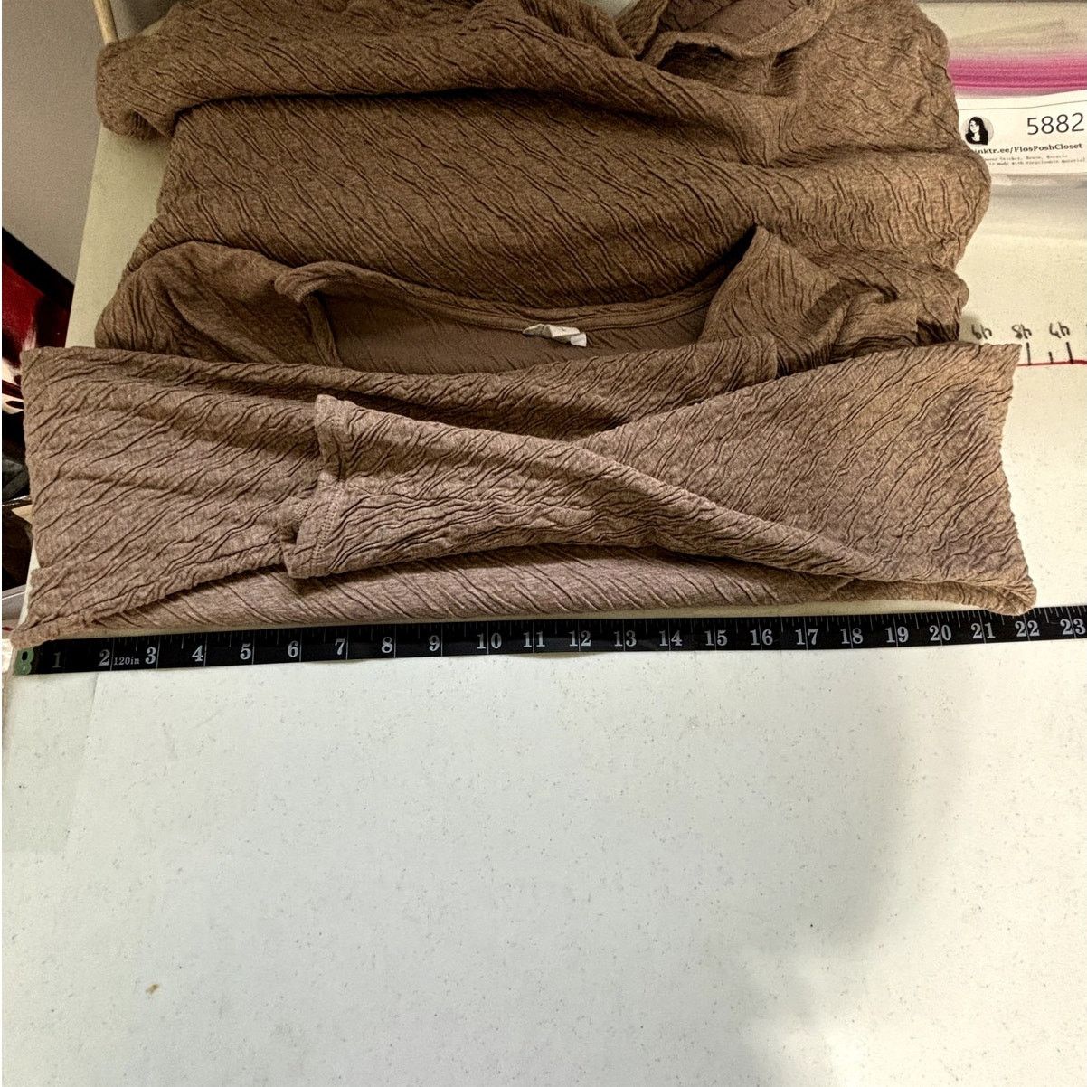 J. Jill Pure Jill Brown Textured Long Sleeve Scoop Neck Top Large Size L / US 10 / IT 46 - 3 Thumbnail