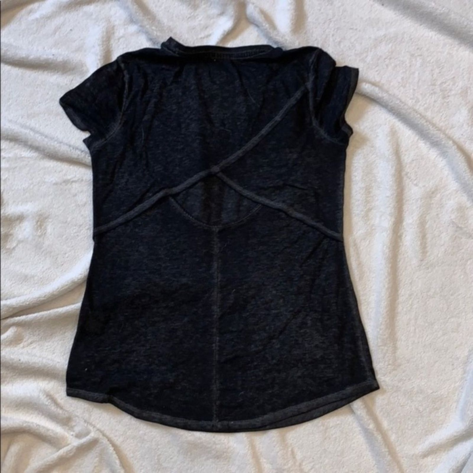 Other Dark Gray Open Back Burnout Short Sleeve T-Shirt | Sz S Size S / US 4 / IT 40 - 5 Thumbnail