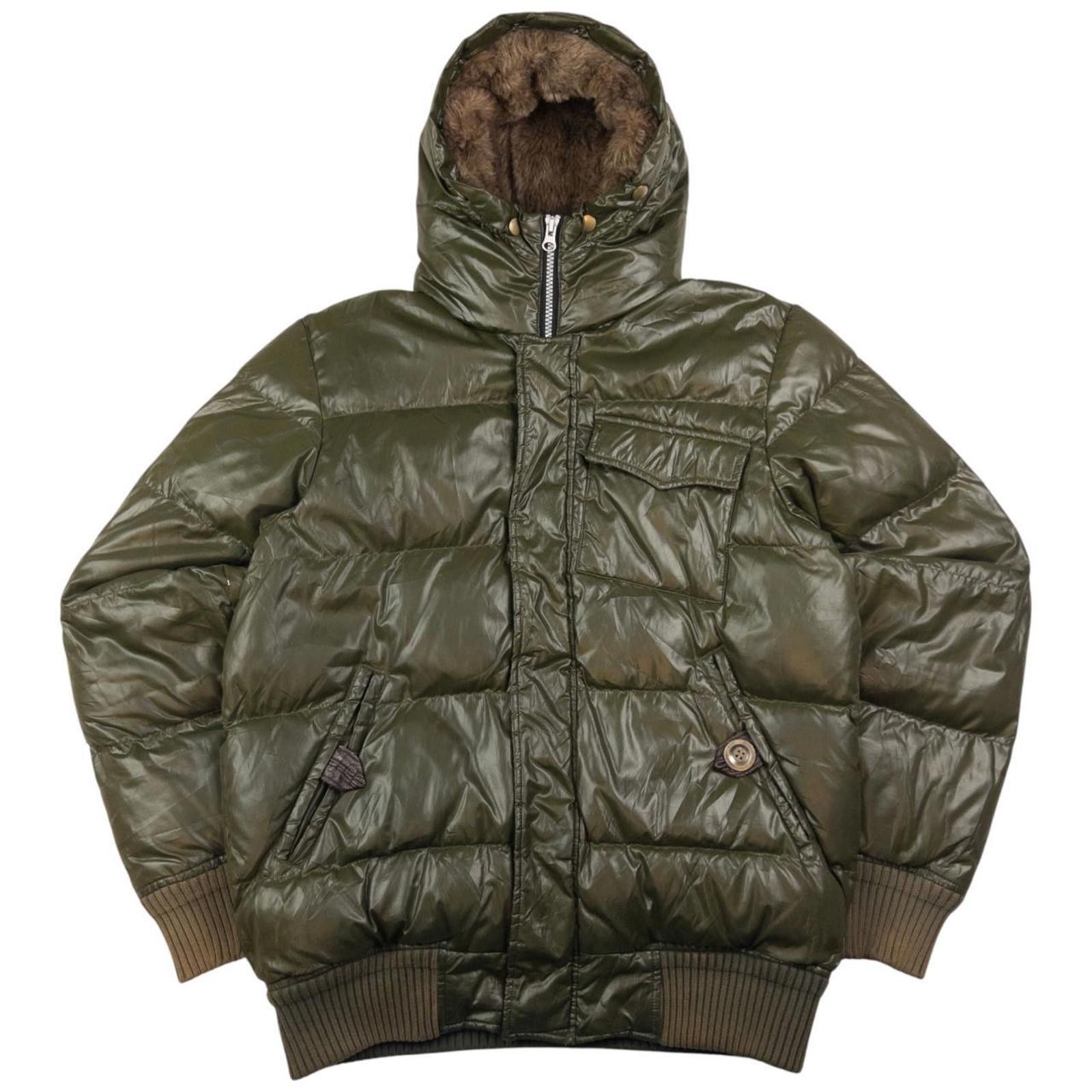 Vintage PPFM Fur Hood Zip Up Puffer Jacket Size M