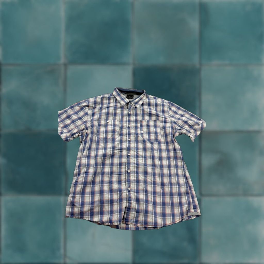 Vintage VINTAGE 7 Diamonds Shirt Mens XL Blue Gray Plaid Short Sleeve Button-Up Cotton Casual Size US XL / EU 56 / 4 - 1 Thumbnail
