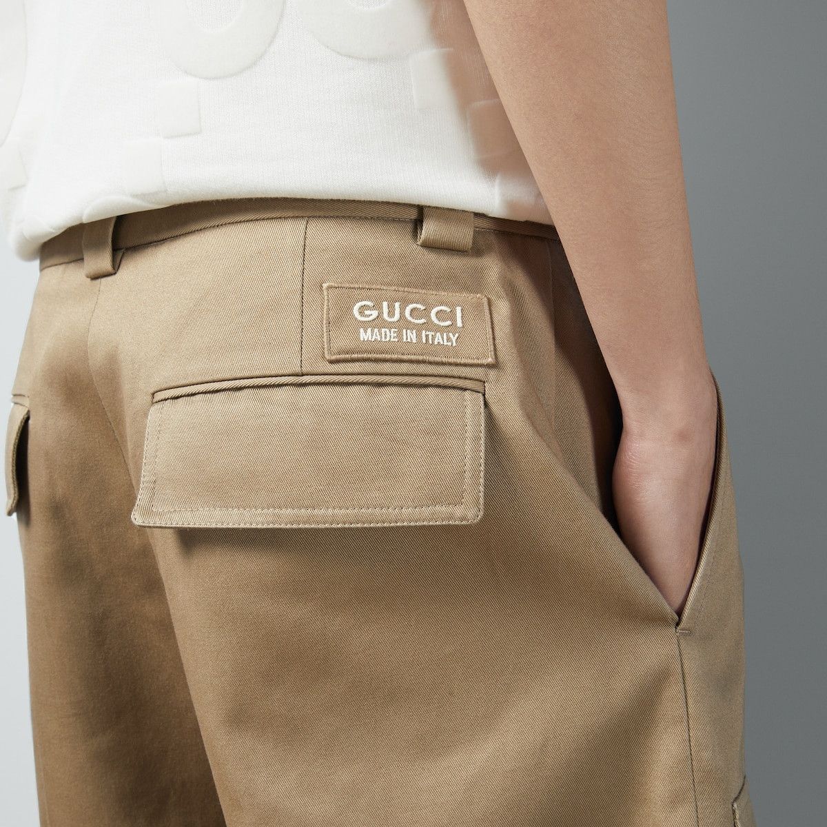 Gucci o1mt1gz0225 Cotton Wide Leg Cargo Pant in Beige Size US 38 / EU 54 - 3 Thumbnail