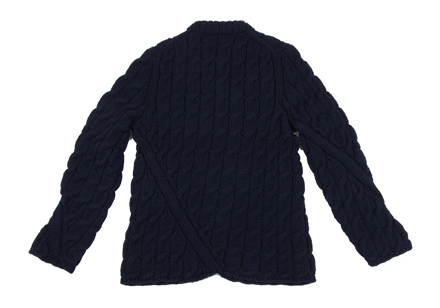 Comme des Garcons Homme Plus Wool Bias Cut Cable Knit Sweater in Navy, Size M Size US M / EU 48-50 / 2 - 10 Thumbnail