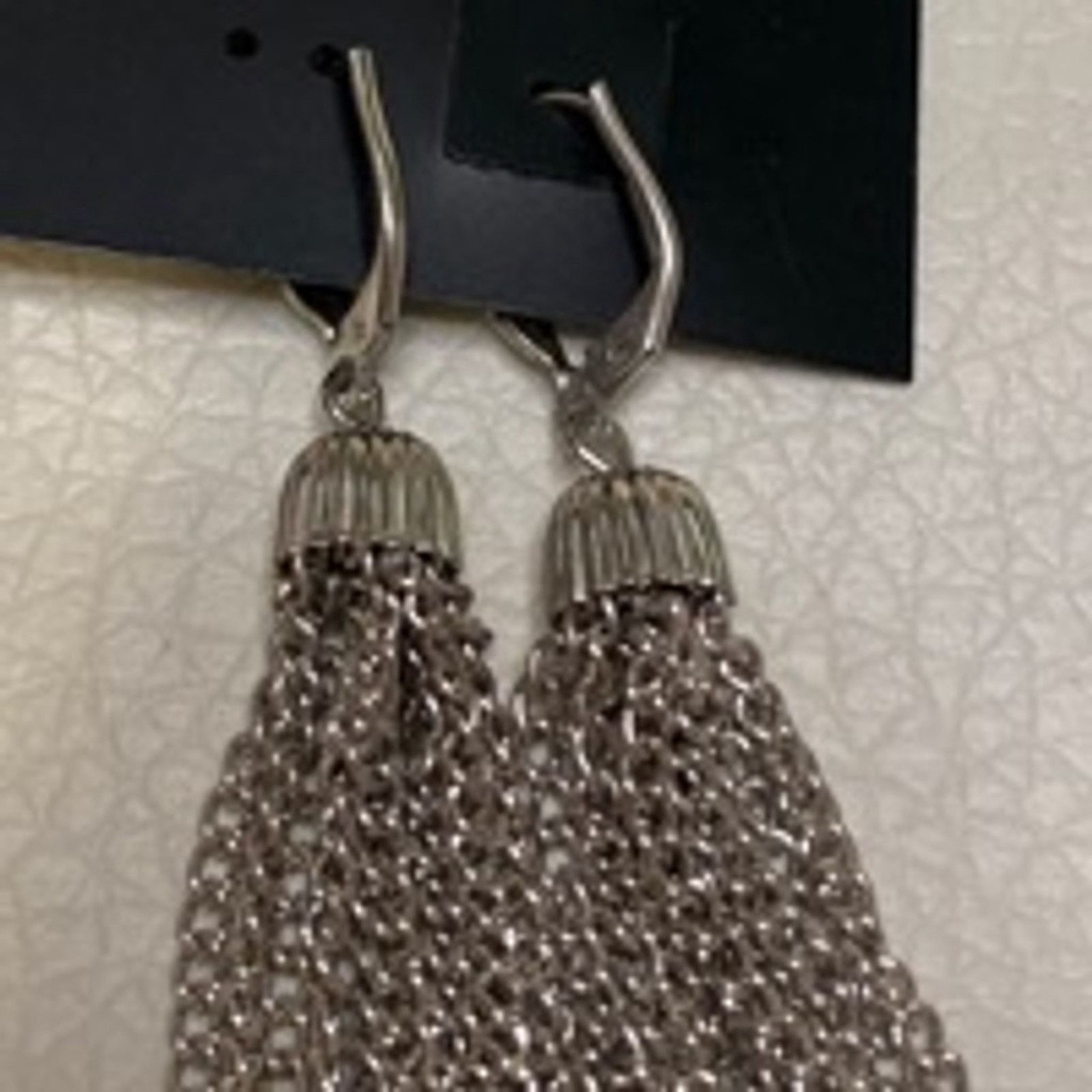 Vintage Statement Silver Chain Tassel Dangle Bold Drop Style Size ONE SIZE - 4 Thumbnail