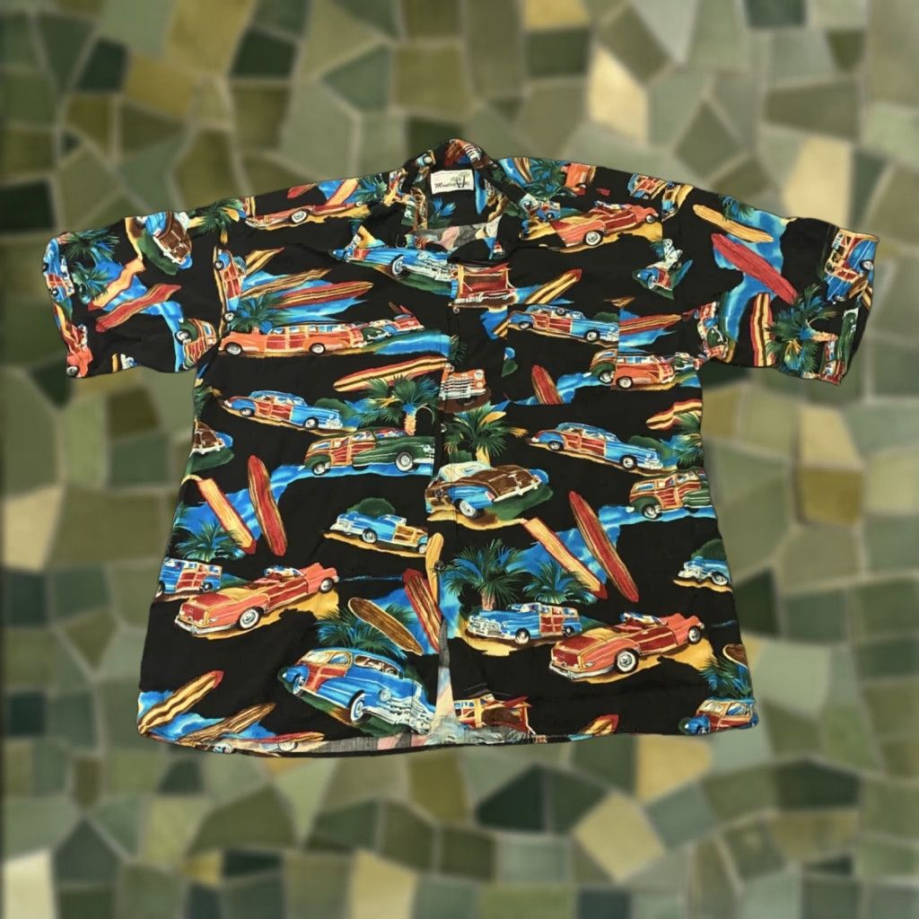 ALOHAS VINTAGE Monticerutti Hawaiian Shirt Mens XL Beach Surf Cars Rayon Aloha 90s Casual Size US XL / EU 56 / 4 - 1 Thumbnail