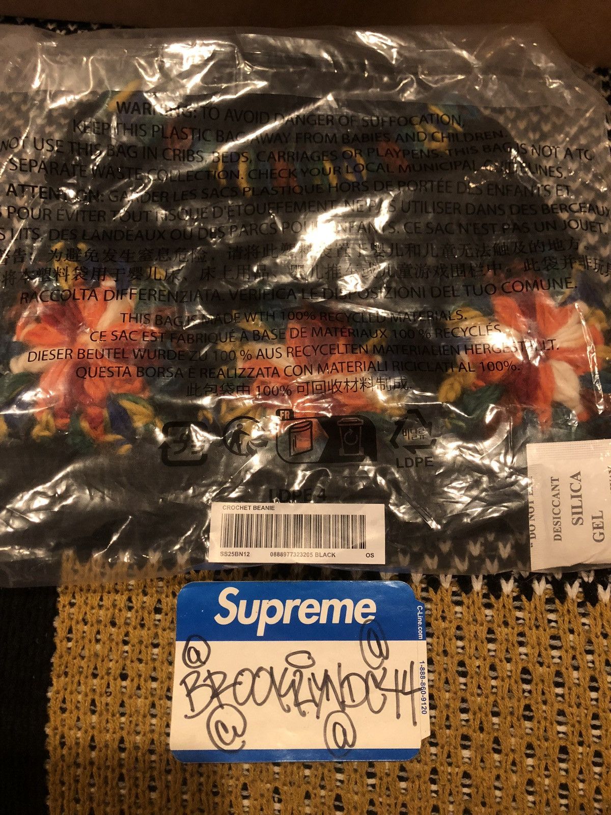 Supreme Supreme Crochet Knit Beanie Black FW 25 Size ONE SIZE - 1 Thumbnail
