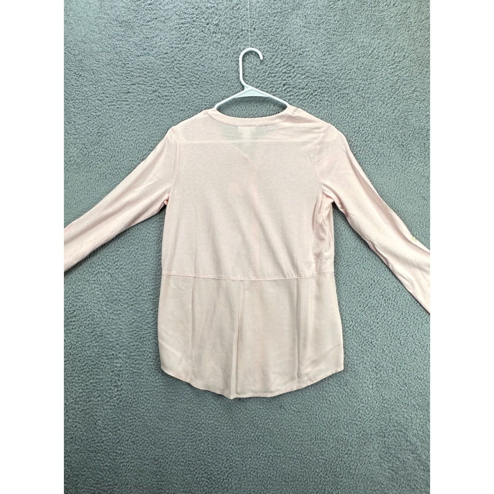 J. Jill J. Jill Shirt Womens XSP Petite Light Pink Henley Long Sleeve Blouse Top NEW Size XS / US 0-2 / IT 36-38 - 2 Thumbnail