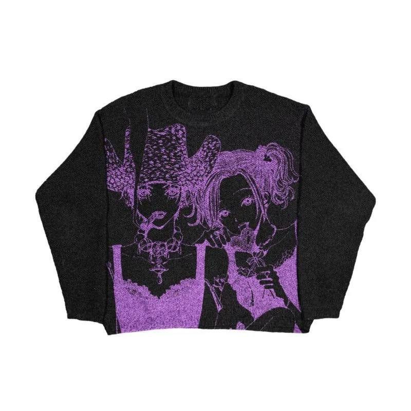 image of Vintage Pattern Printing Loose Tops Casual Streetwear in Black, Men's (Size Medium)