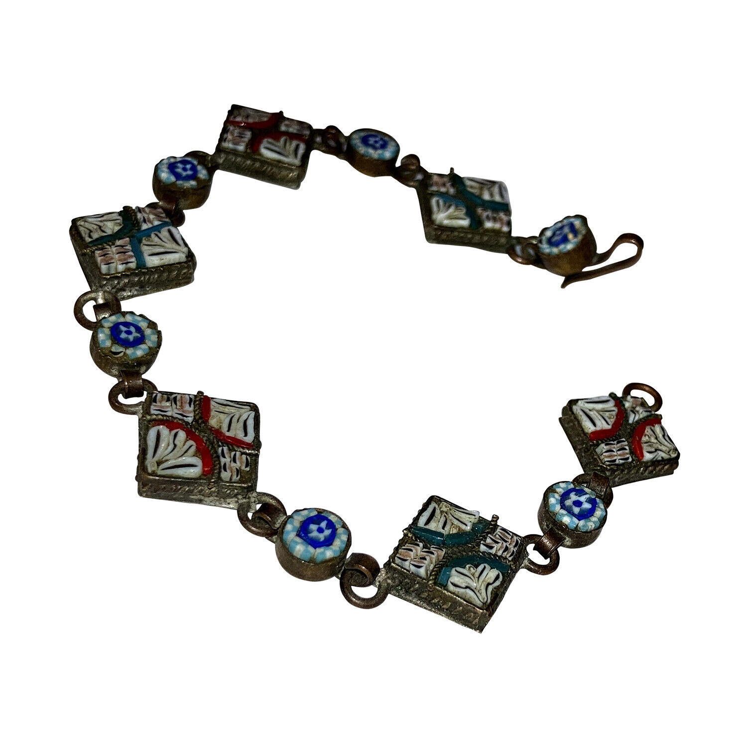Designer Victorian Micro Mosaic Grand Tour Square Italian Bracelet Size ONE SIZE - 2 Thumbnail