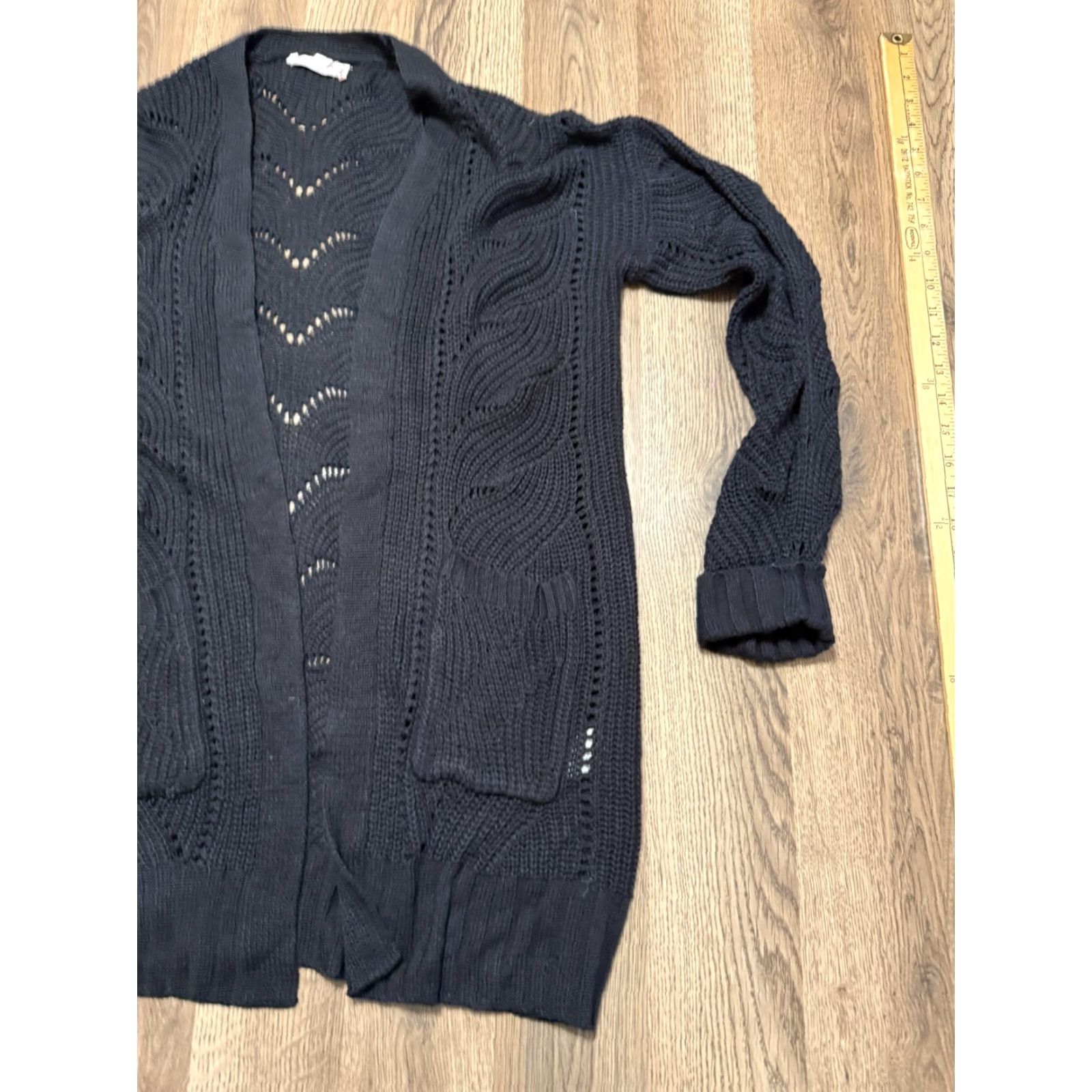 Vintage Pink Republic Women's Cardigan Sweater Black Long Sleeve Open Knit L Cardigan Open Size L / US 10 / IT 46 - 4 Thumbnail