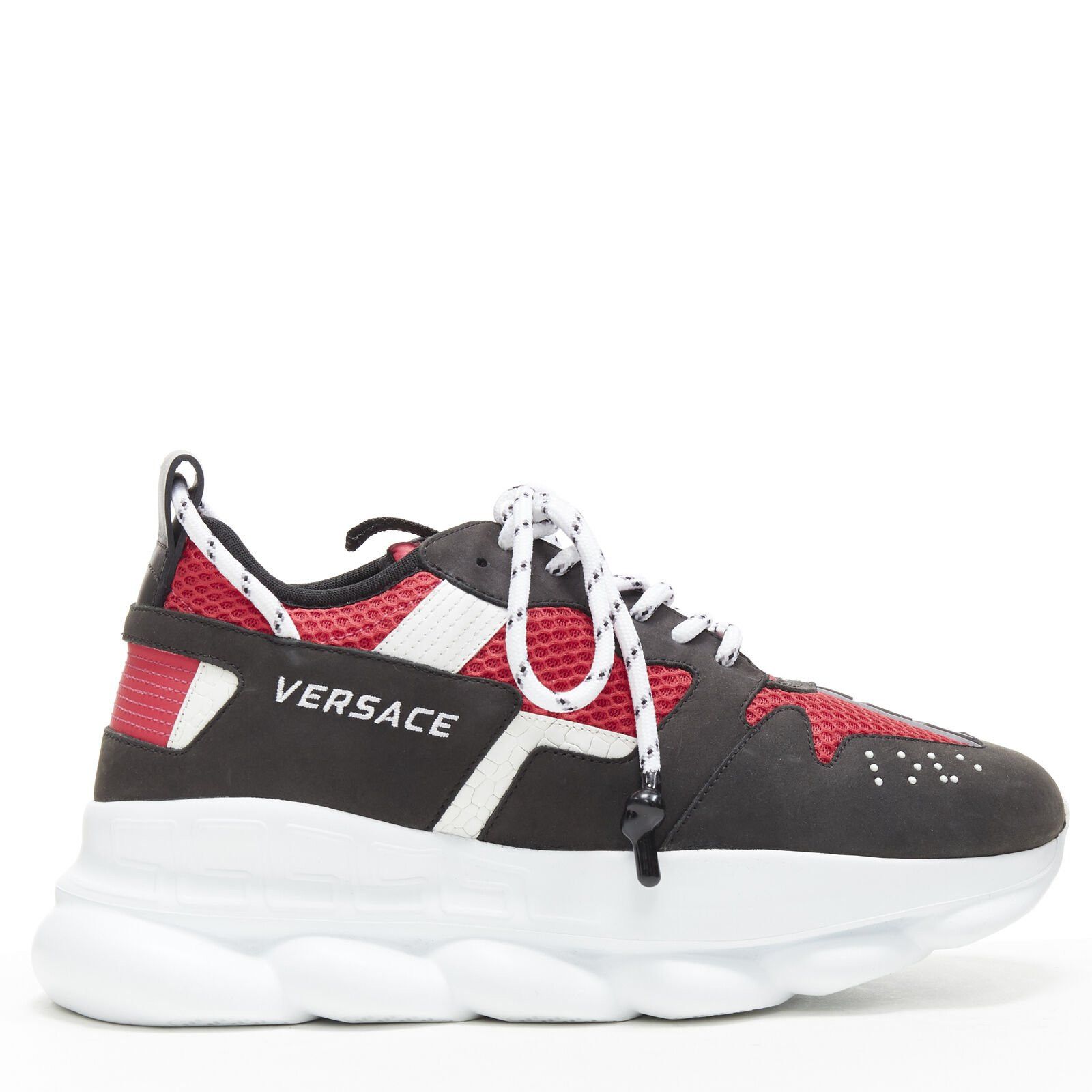 Versace new VERSACE Chain Reaction black suede fuschia red low chunky sneaker EU37 US7 Size US 7 / IT 37 - 1 Thumbnail