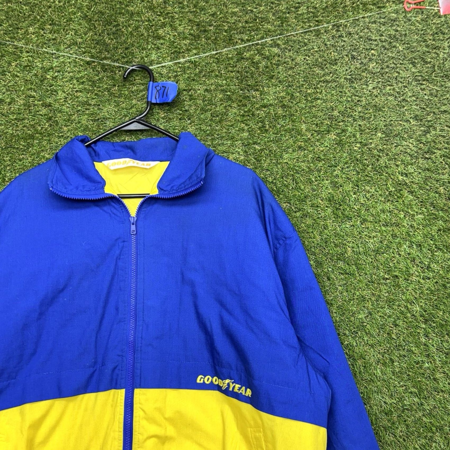 Vintage VINTAGE Goodyear Jacket Mens XL Bomber Racing Embroidered Blue Zip Up Earth Nylon Satin Lining Pattern Solid Compact Casual Mens Jacket Size US XL / EU 56 / 4 - 7 Thumbnail