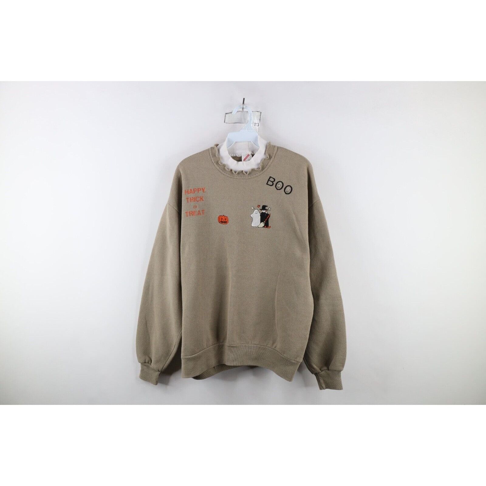 Vintage Vintage 90s Streetwear Faded Halloween Pumpkin Sweatshirt Size L / US 10 / IT 46 - 1 Thumbnail