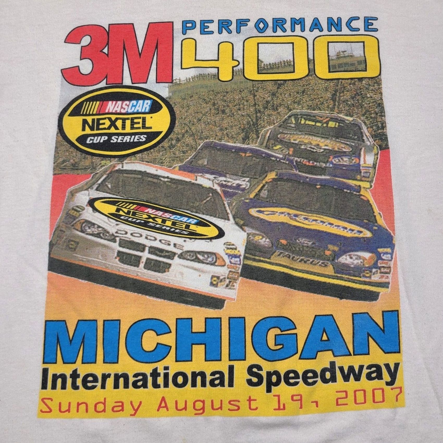 Nike NASCAR 3M 400 Michigan International Speedway 2007 T-Shirt Men’s Large Racing Crew Neck Short Sleeve White Nike Mens L 2000s 90s Beach Century? Size US L / EU 52-54 / 3 - 2 Thumbnail
