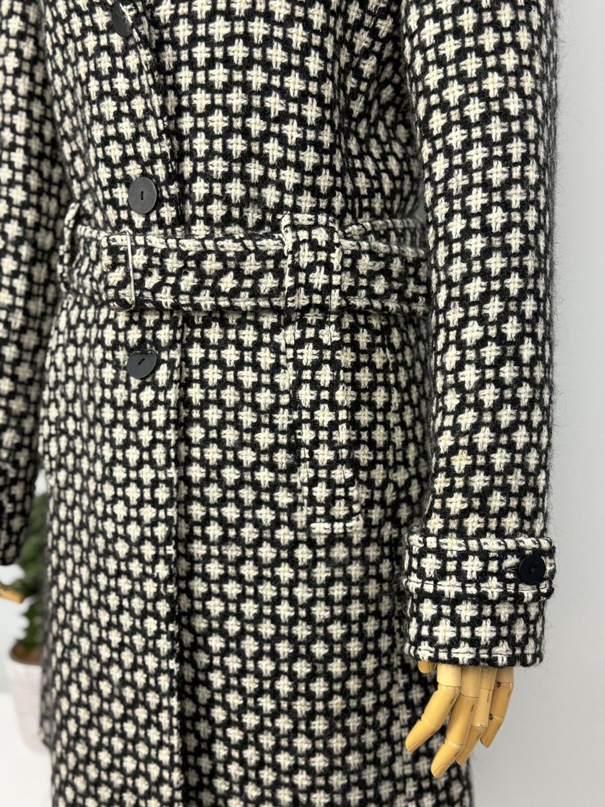 Miu Miu Wool Trench Coat Belt Knitted Womens Medium