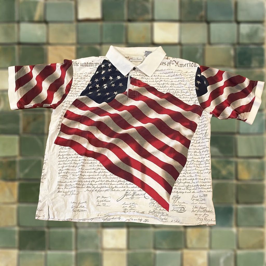 CO American Summer Clothing Co USA Flag Patriotic Polo Shirt Henley Mens 2XL Polo Short Sleeve White 2XL Mens Flag American Classic Patriotic Shirt Size US XXL / EU 58 / 5 - 1 Thumbnail