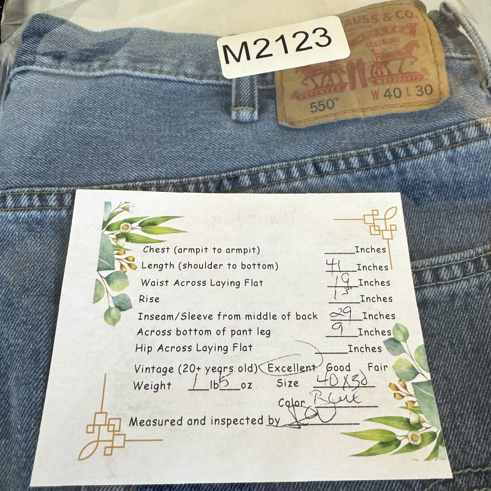 Levi's Levi's 550 Jeans Mens 40x30 Relaxed Fit Tapered Leg Denim Classic Zip Fly Blue Medium 5-Pocket Mens Regular Waist 40 Inseam 30 Size US 40 / EU 56 - 8 Thumbnail