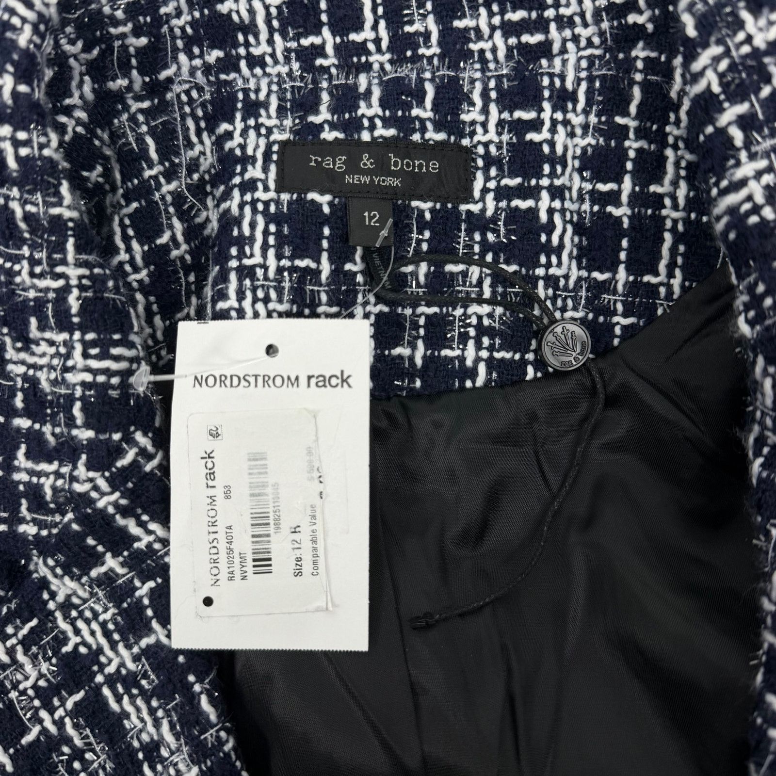 Rag & Bone Rag & Bone Elvy Tweed Double Breasted Blazer Navy Size 12 Size XL / US 12-14 / IT 48-50 - 11 Thumbnail