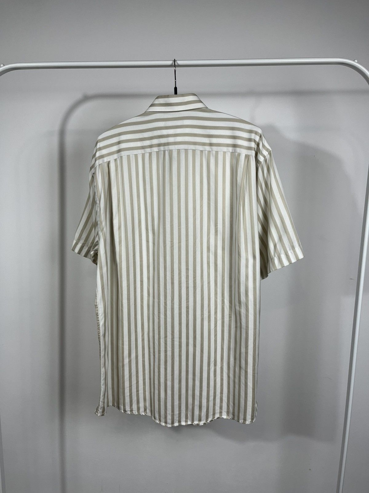 Eton Eton Beige Stripe Short Sleeve Shirt Size 16.5 / 42 Size US L / EU 52-54 / 3 - 10 Thumbnail